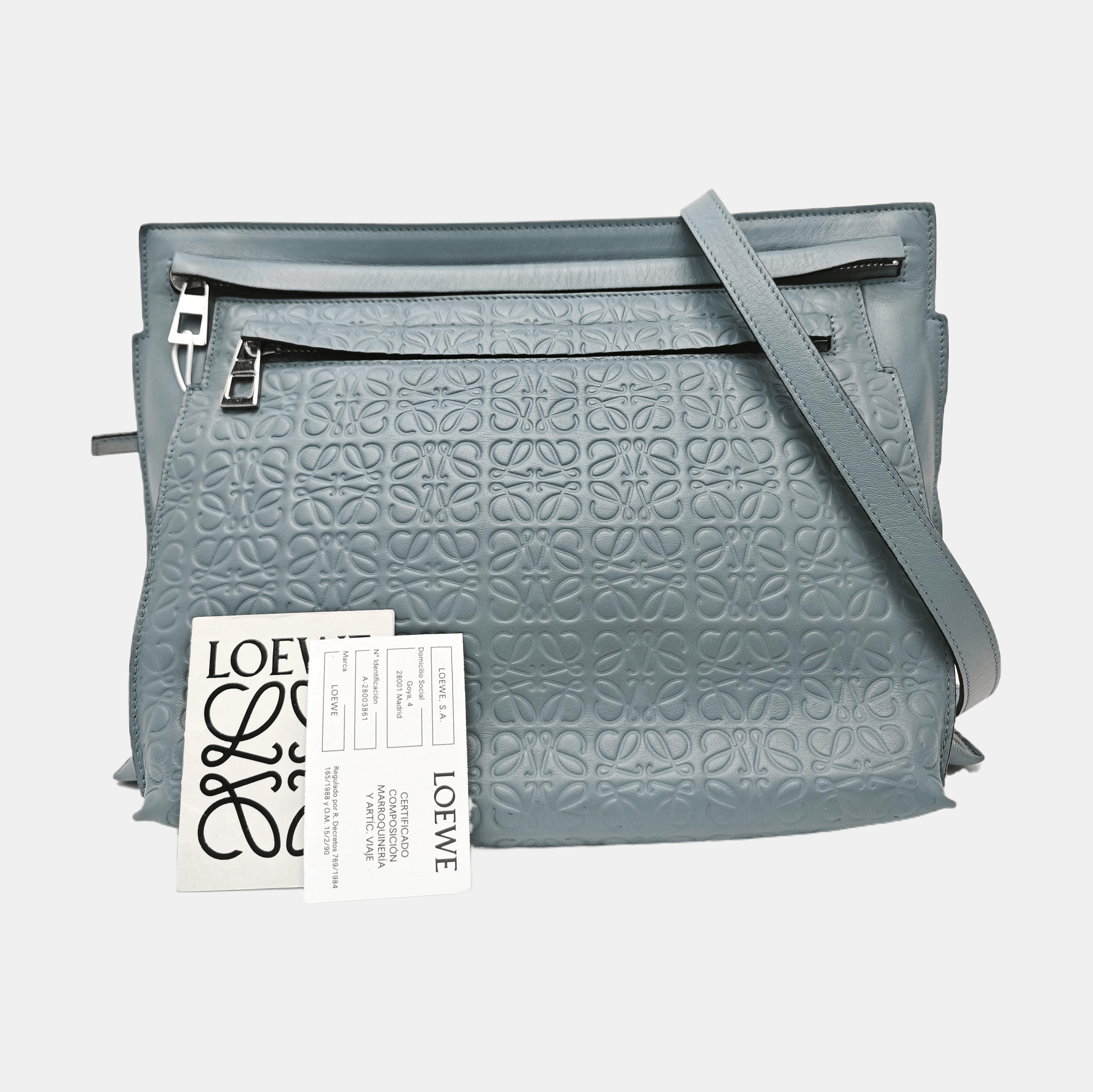 Loewe Loewe Blue Embossed Leather T Pouch Shoulder Bag Size ONE SIZE - 7 Thumbnail