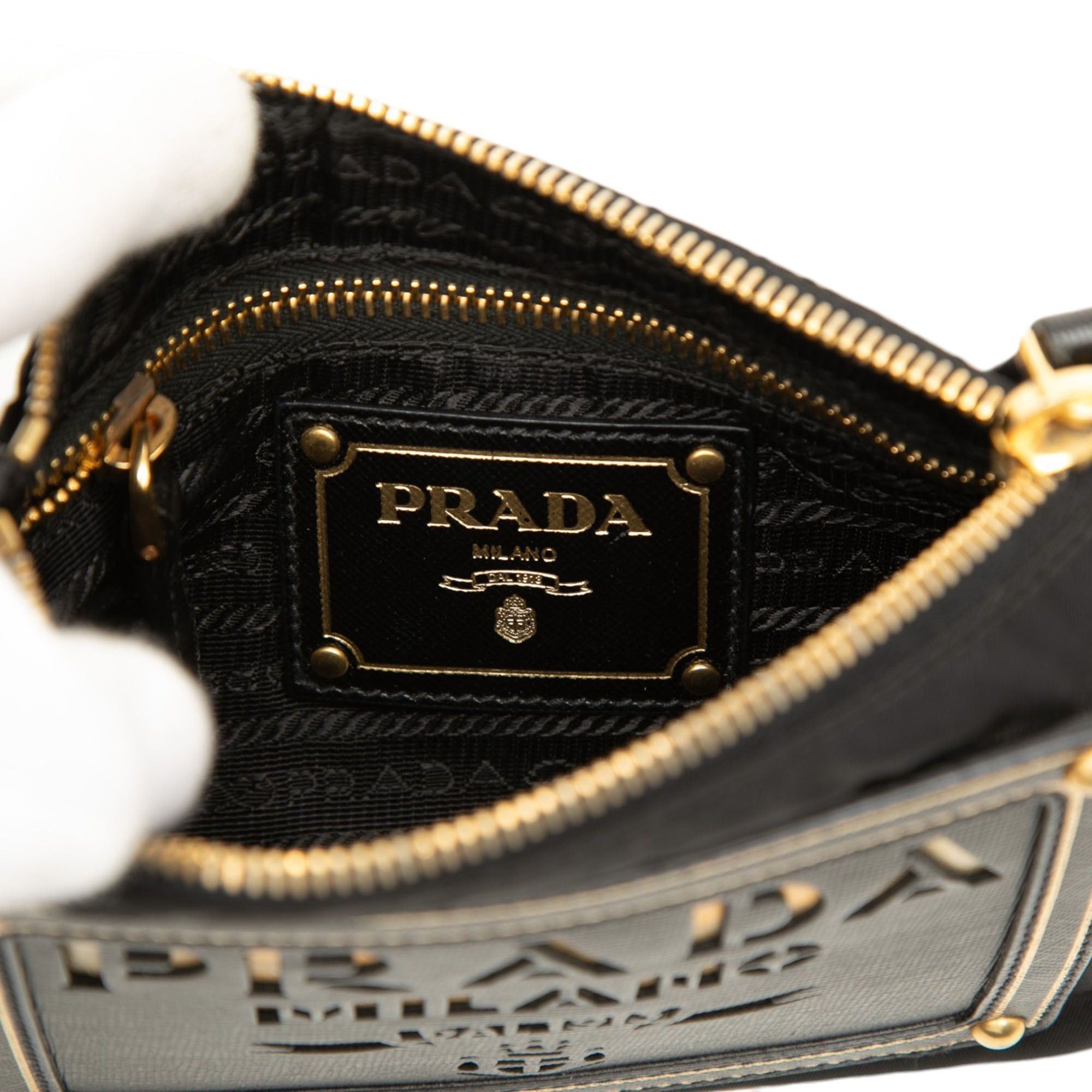 Prada Saffiano Trimmed Tessuto Logo Chain Crossbody Size ONE SIZE - 5 Thumbnail