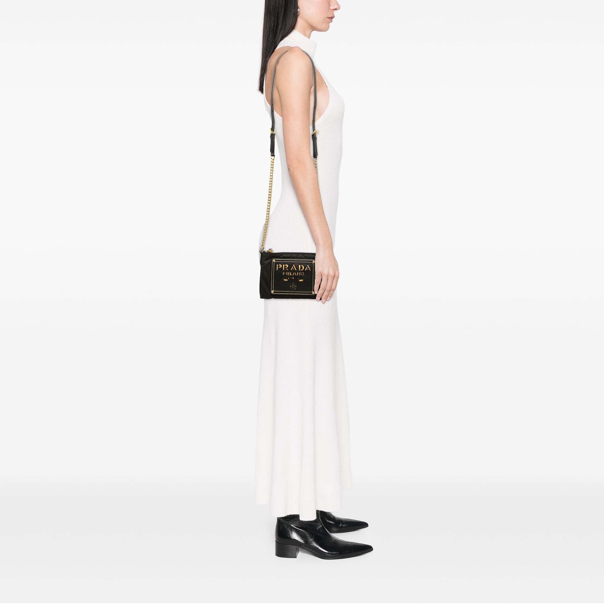 Prada Saffiano Trimmed Tessuto Logo Chain Crossbody Size ONE SIZE - 6 Thumbnail