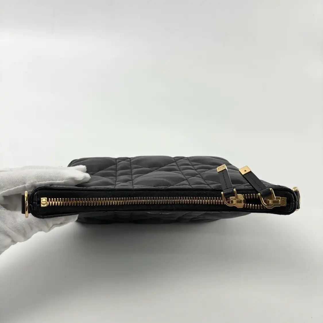 Dior DIOR Miss Caro mini black sheepskin rattan plaid quilted shoulder bag 2 striped Size ONE SIZE - 7 Thumbnail