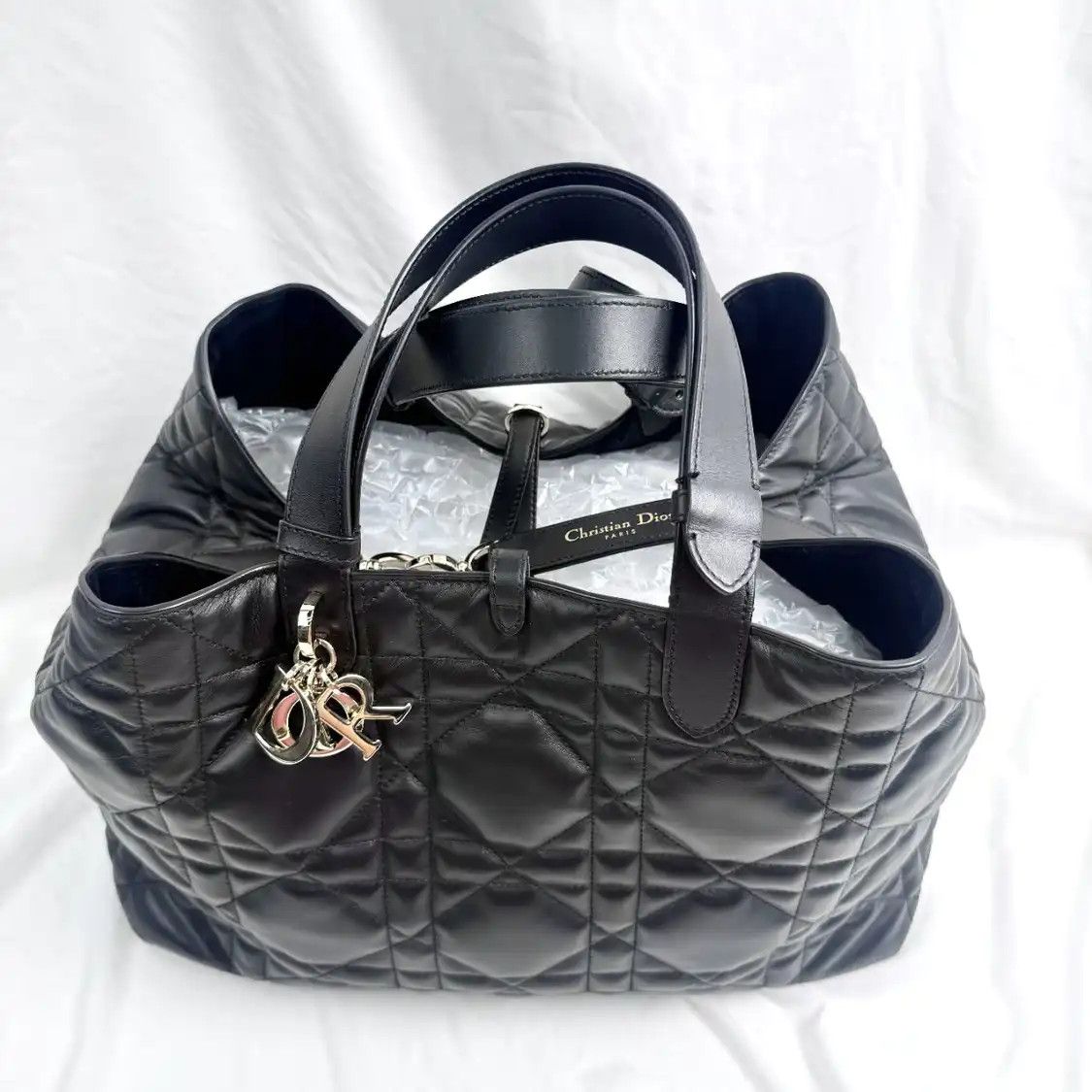 Dior DIOR Toujours Large khaki cowhide leather rattan plaid quilted shoulder bag sub- Size ONE SIZE - 4 Thumbnail