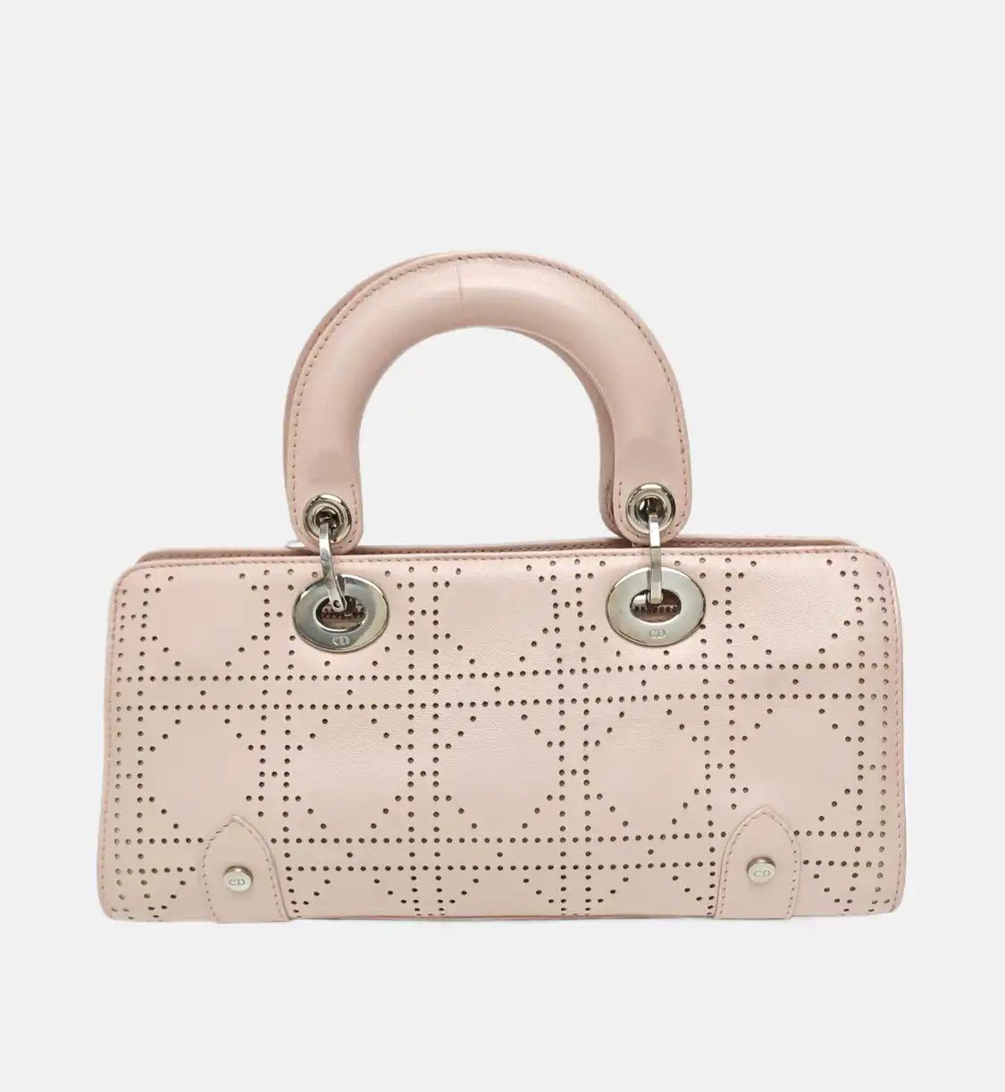 Dior DIOR Lady D-Joy Medium pink cowhide leather rattan plaid cutout Lady Dior bag sh Size ONE SIZE - 5 Thumbnail