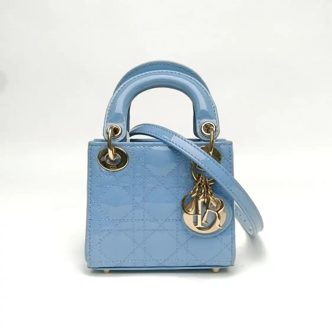 Dior DIOR Lady Dior micro blue cowhide leather rattan plaid quilted Lady mini shoulde Size ONE SIZE - 8 Thumbnail