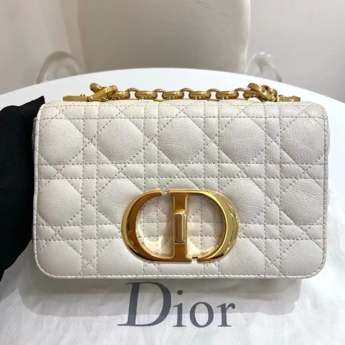 Dior DIOR Caro Small white sheepskin rattan plaid quilted crossbody bag Size ONE SIZE - 2 Thumbnail