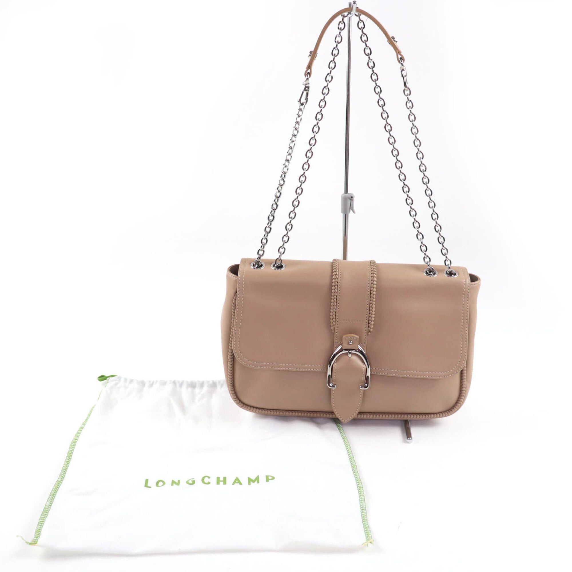 Longchamp Longchamp Amazone Chain 2-Way Leather Handbag/Shoulder Bag, Brown, with Dust Made in France, Women's Size ONE SIZE - 2 Thumbnail