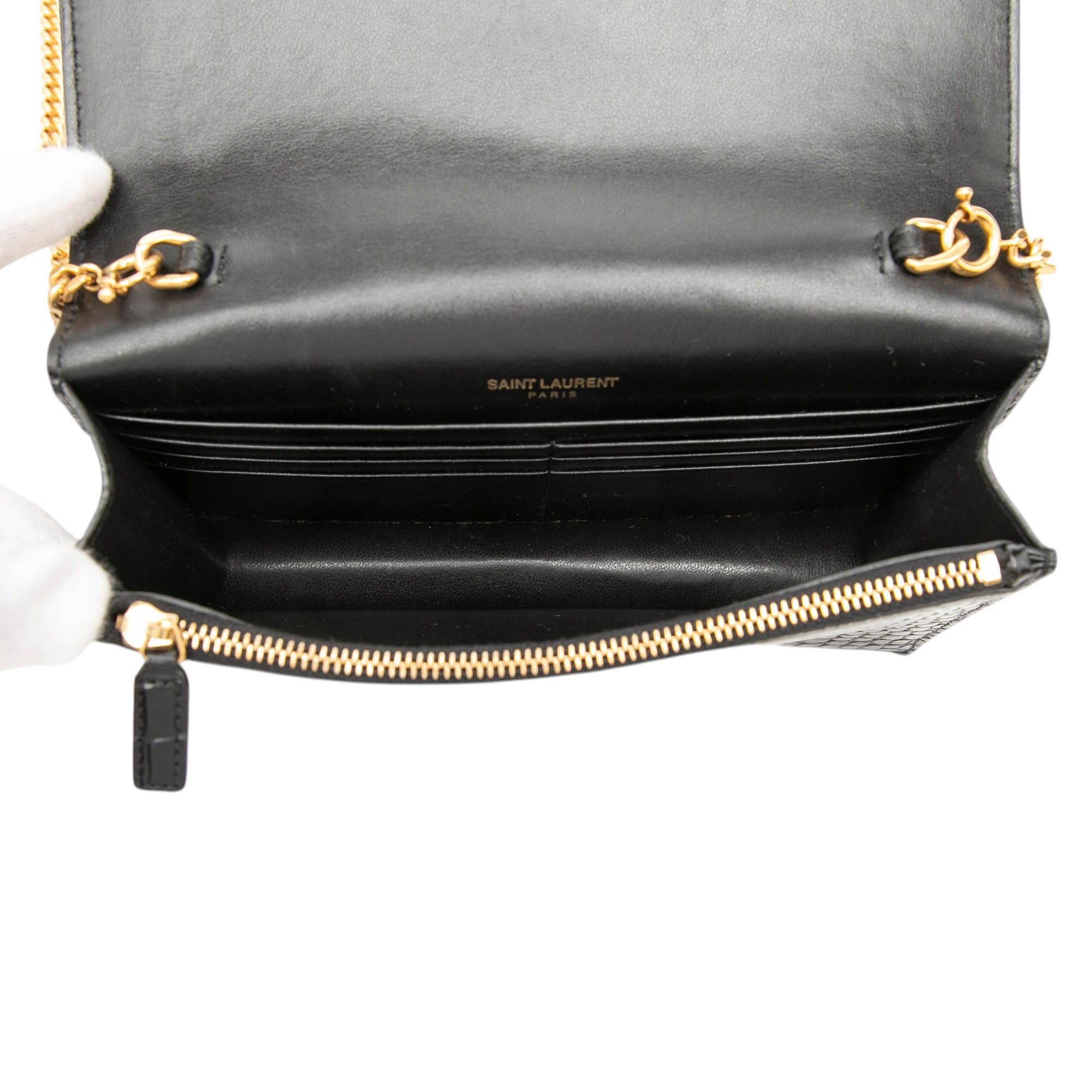 Saint Laurent Paris Croc Embossed Leather Monogram Kate Tassel Crossbody Size ONE SIZE - 4 Thumbnail