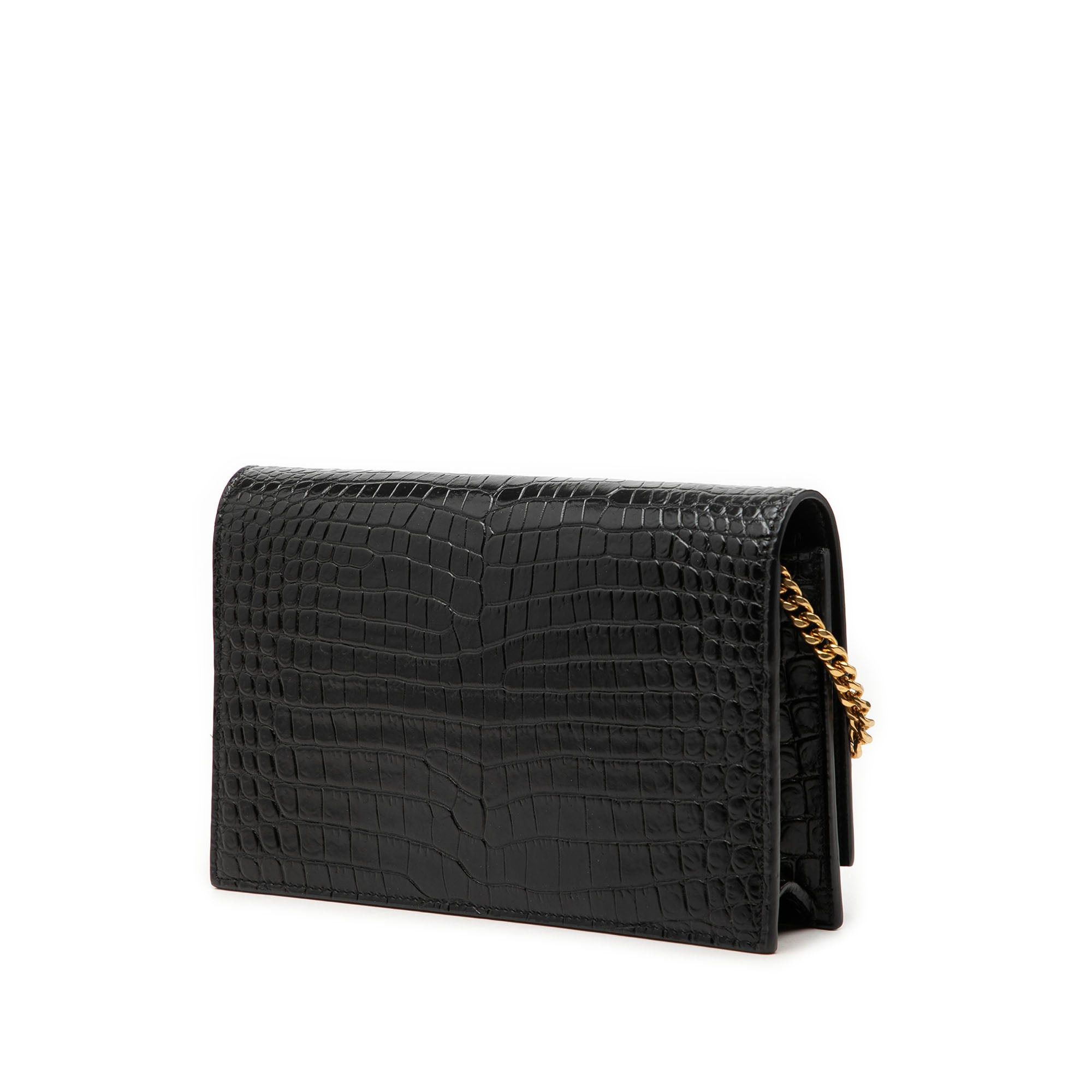 Saint Laurent Paris Croc Embossed Leather Monogram Kate Tassel Crossbody Size ONE SIZE - 2 Thumbnail