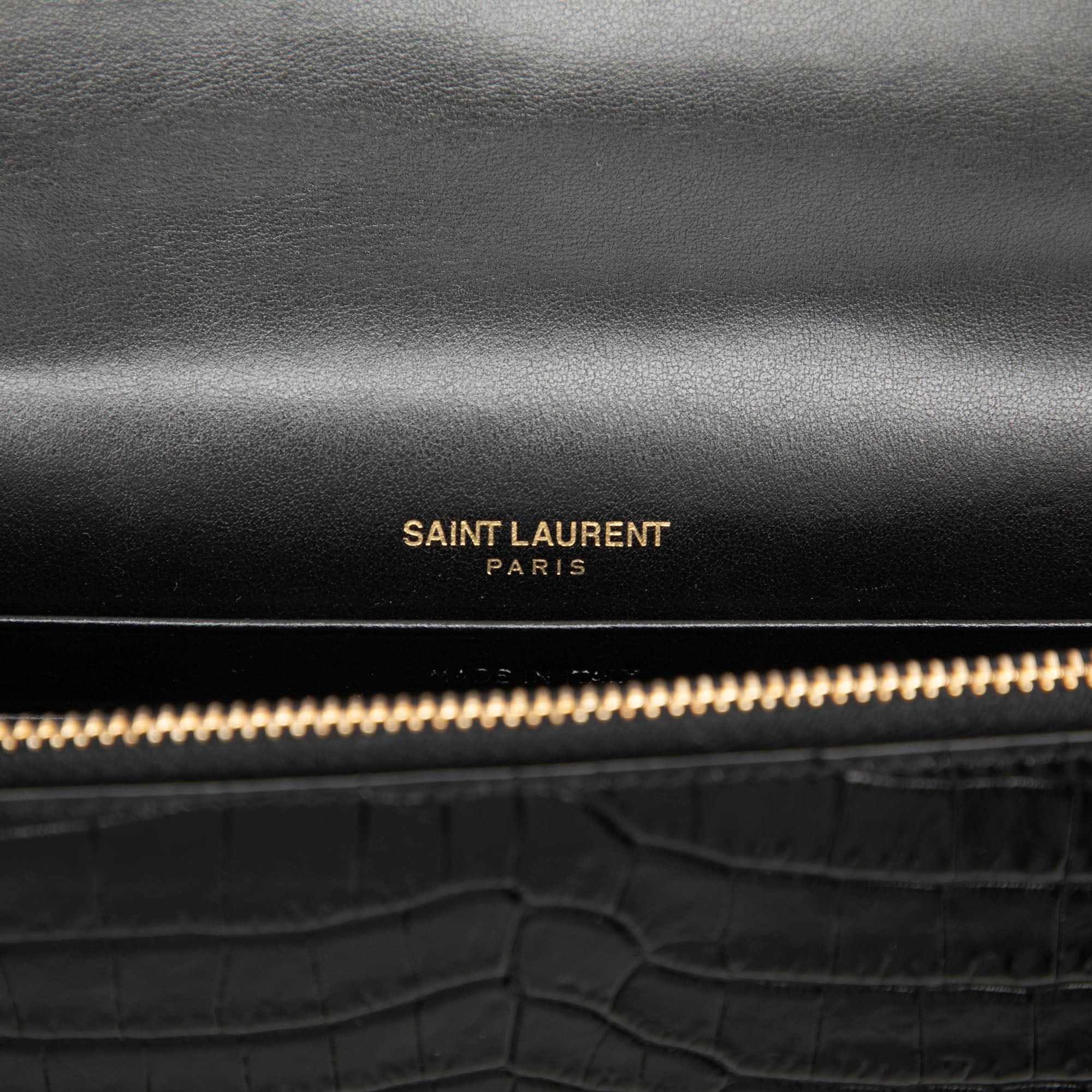Saint Laurent Paris Croc Embossed Leather Monogram Kate Tassel Crossbody Size ONE SIZE - 5 Thumbnail