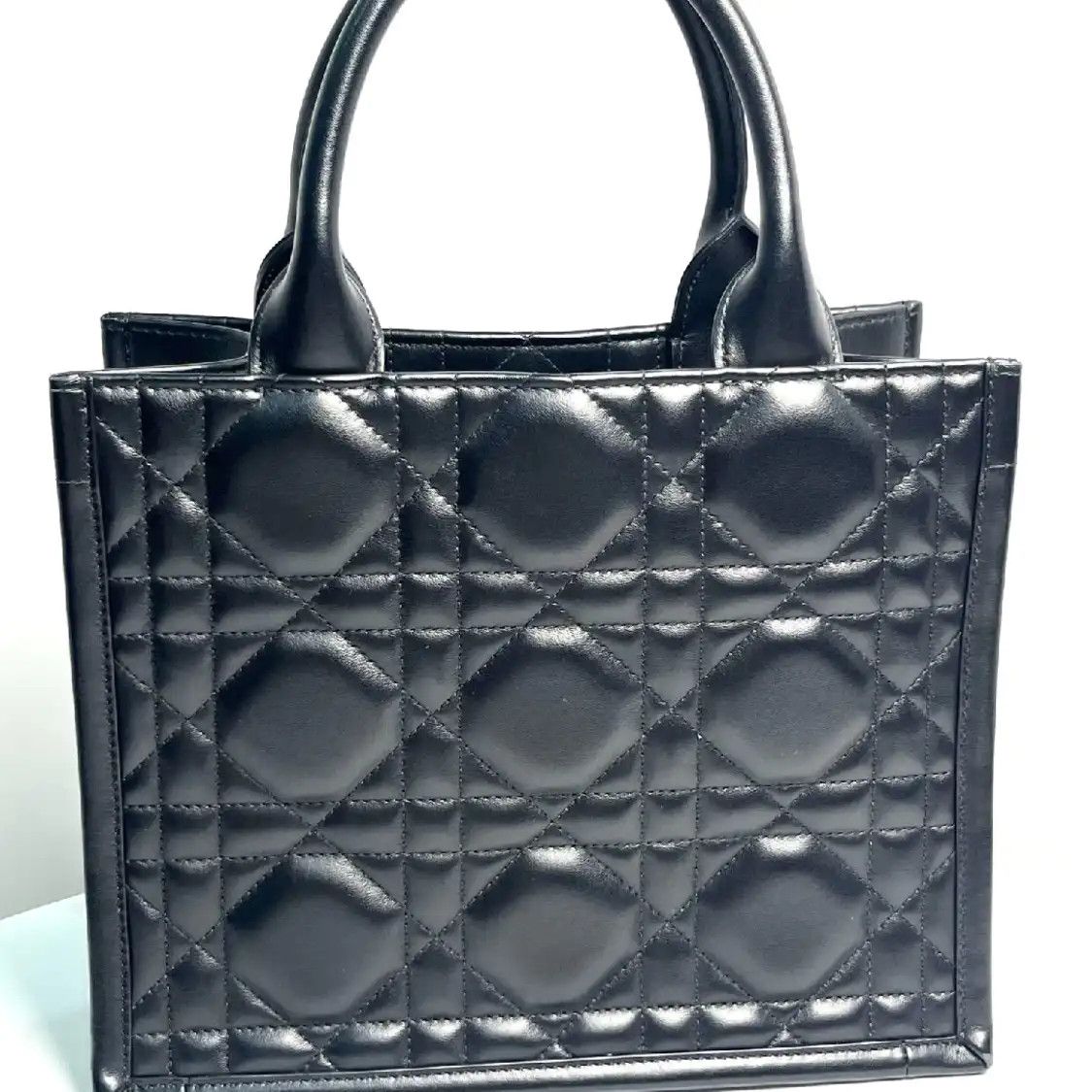 Dior DIOR Book Tote black sheepskin rattan plaid quilted shoulder bag Size ONE SIZE - 4 Thumbnail