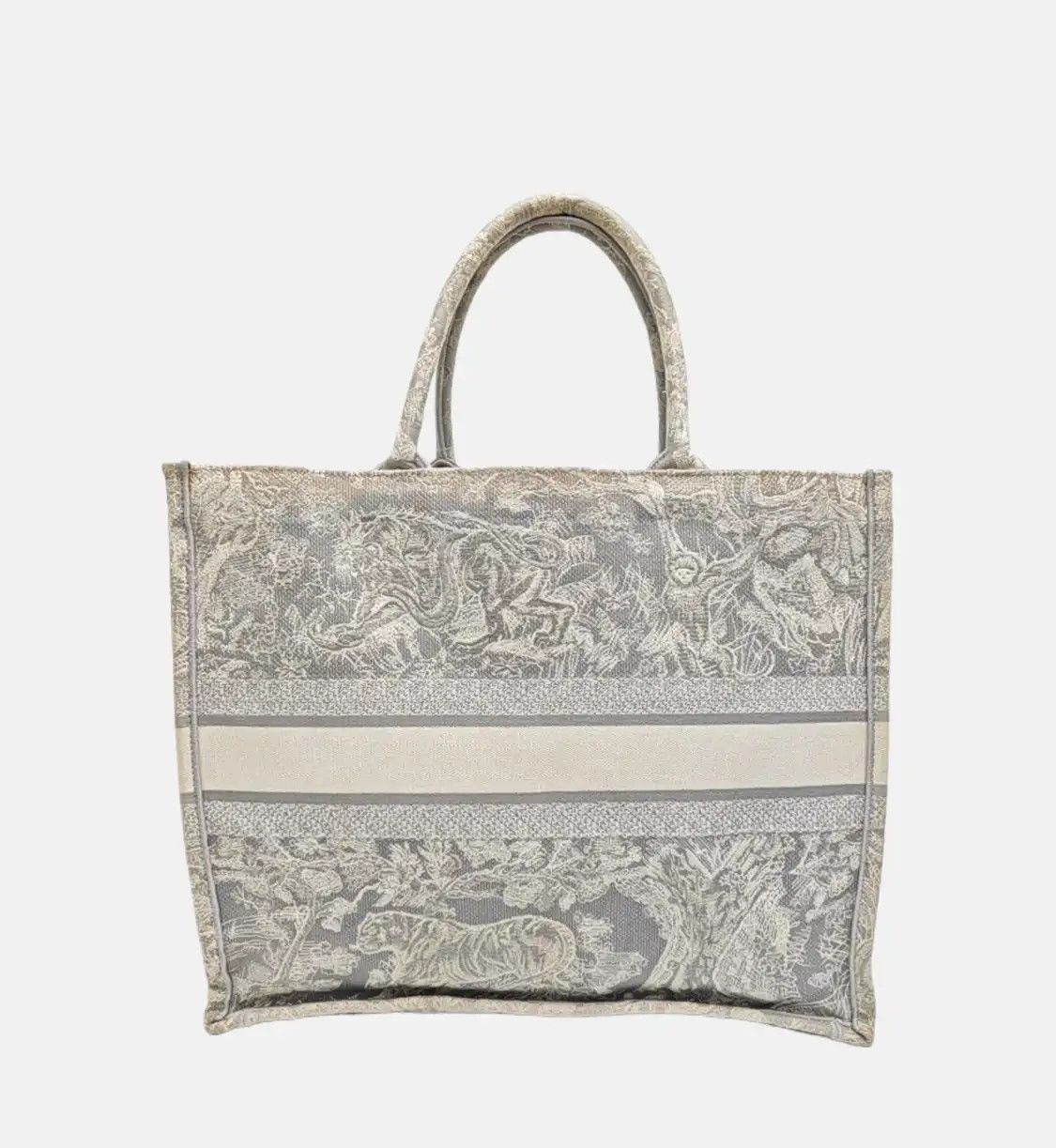 Dior DIOR Book Tote Large grey fabric jacquard handbag Size ONE SIZE - 5 Thumbnail