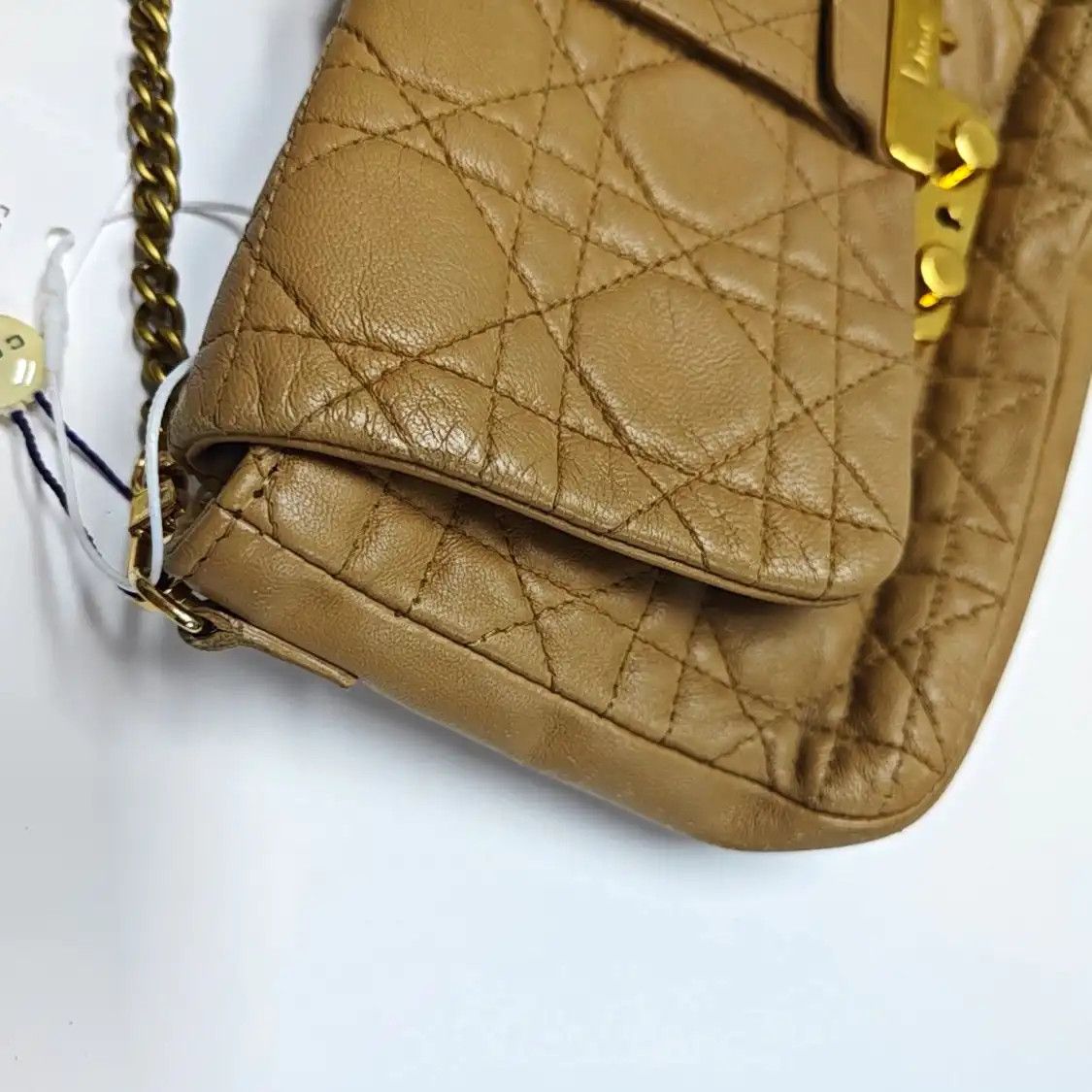 Dior DIOR Miss Dior khaki cowhide leather rattan plaid quilted shoulder bag crossbody Size ONE SIZE - 11 Thumbnail