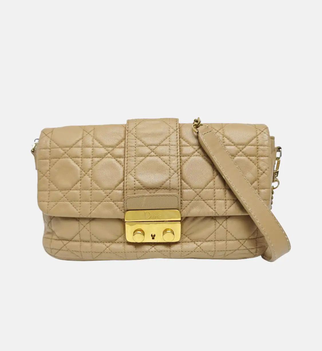 Dior DIOR Miss Dior khaki cowhide leather rattan plaid quilted shoulder bag crossbody Size ONE SIZE - 8 Thumbnail
