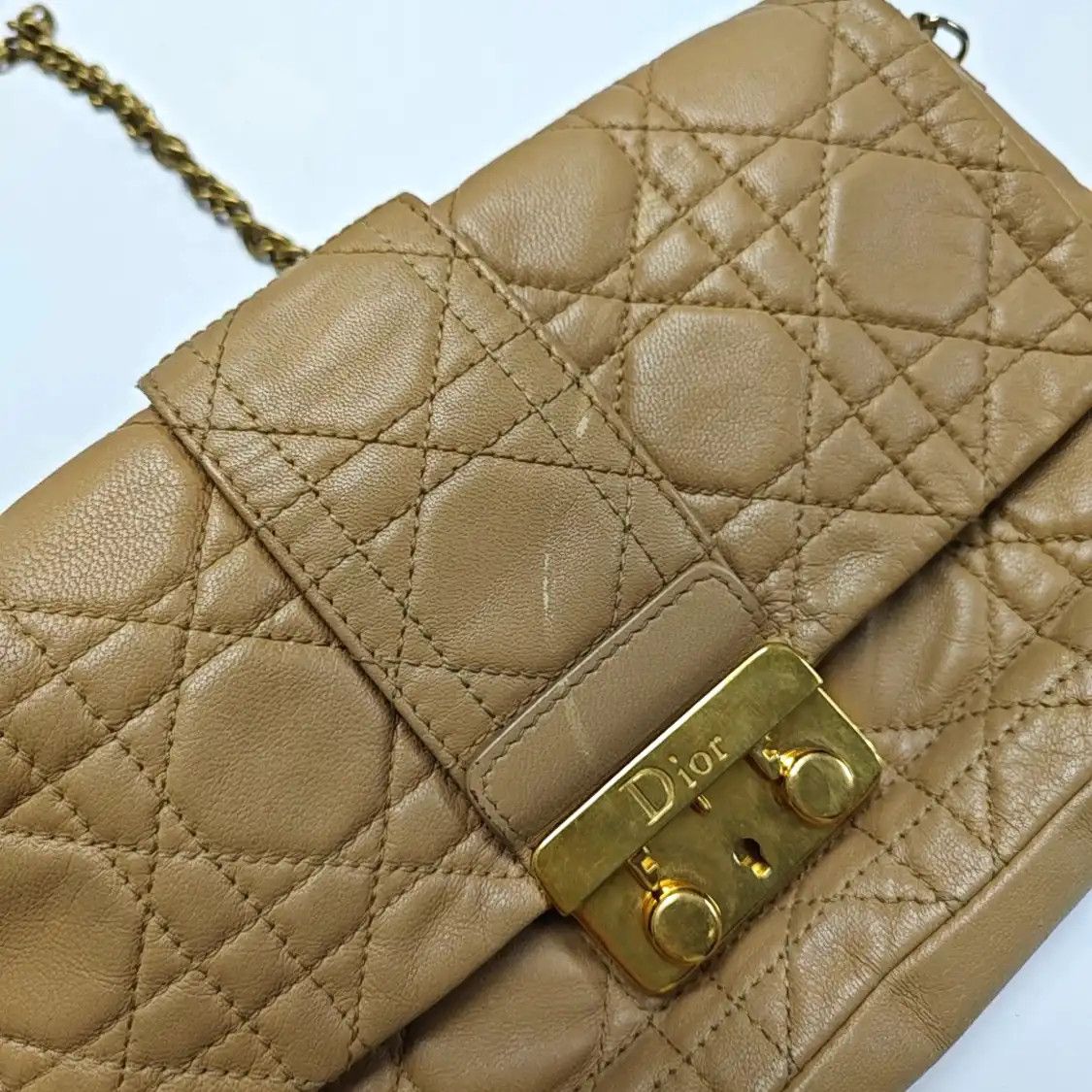 Dior DIOR Miss Dior khaki cowhide leather rattan plaid quilted shoulder bag crossbody Size ONE SIZE - 13 Thumbnail