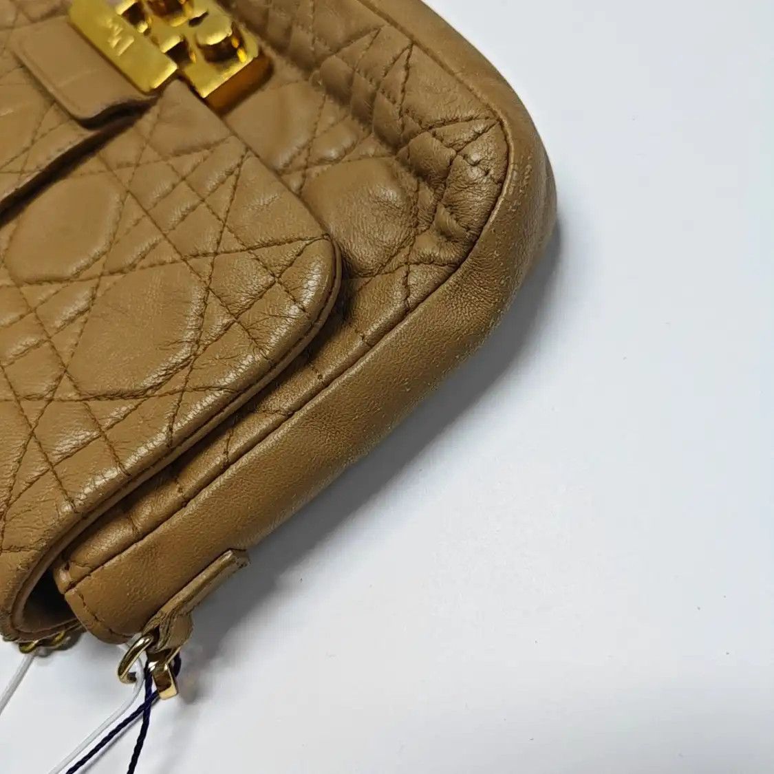 Dior DIOR Miss Dior khaki cowhide leather rattan plaid quilted shoulder bag crossbody Size ONE SIZE - 14 Thumbnail