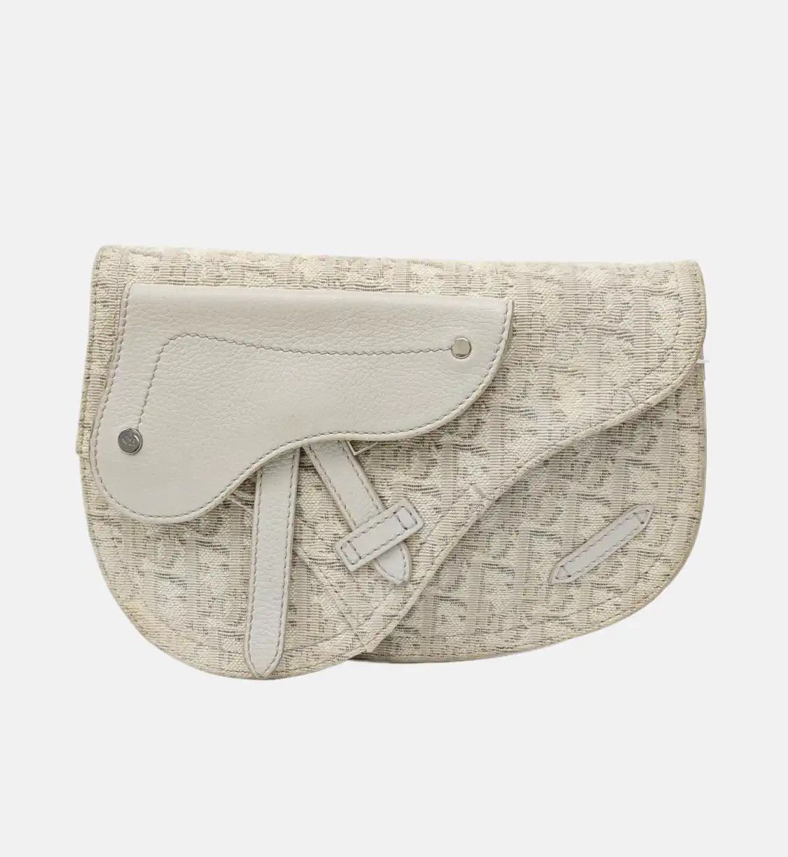 Dior DIOR Saddle beige canvas monogram jacquard saddle bag shoulder bag crossbody sil Size ONE SIZE - 8 Thumbnail