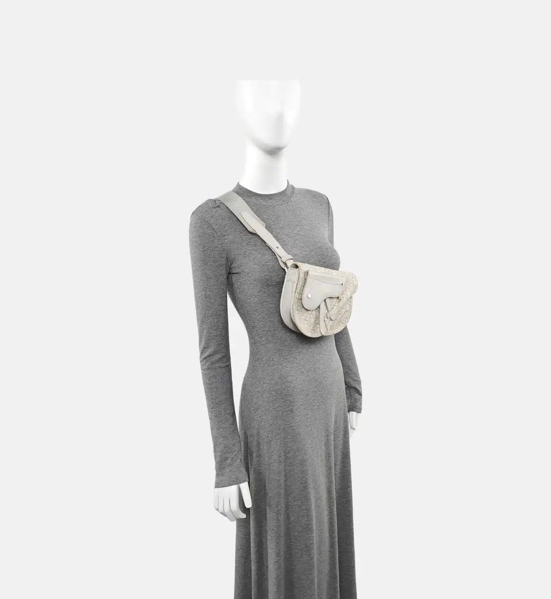 Dior DIOR Saddle beige canvas monogram jacquard saddle bag shoulder bag crossbody sil Size ONE SIZE - 2 Thumbnail