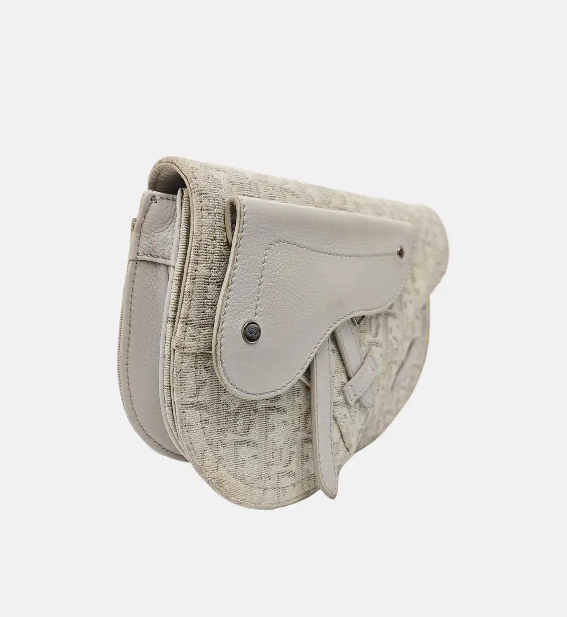 Dior DIOR Saddle beige canvas monogram jacquard saddle bag shoulder bag crossbody sil Size ONE SIZE - 4 Thumbnail