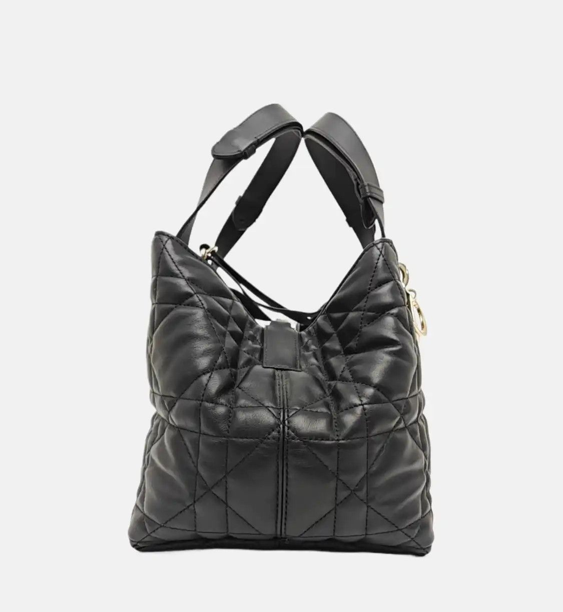 Dior DIOR Toujours Medium black cowhide leather rattan plaid quilted handbag shoulder Size ONE SIZE - 4 Thumbnail