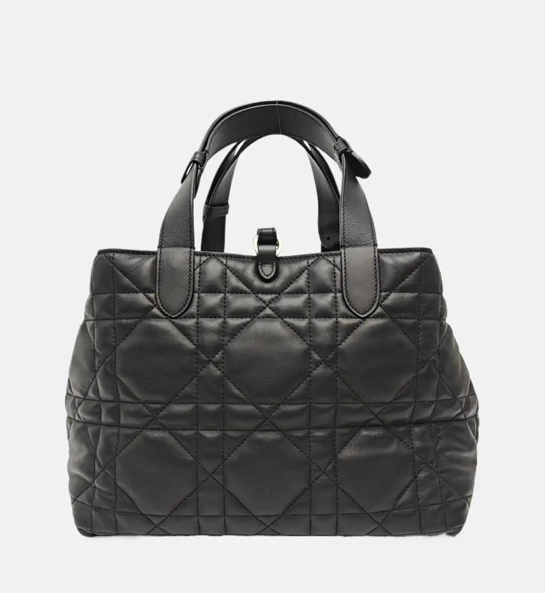 Dior DIOR Toujours Medium black cowhide leather rattan plaid quilted handbag shoulder Size ONE SIZE - 5 Thumbnail