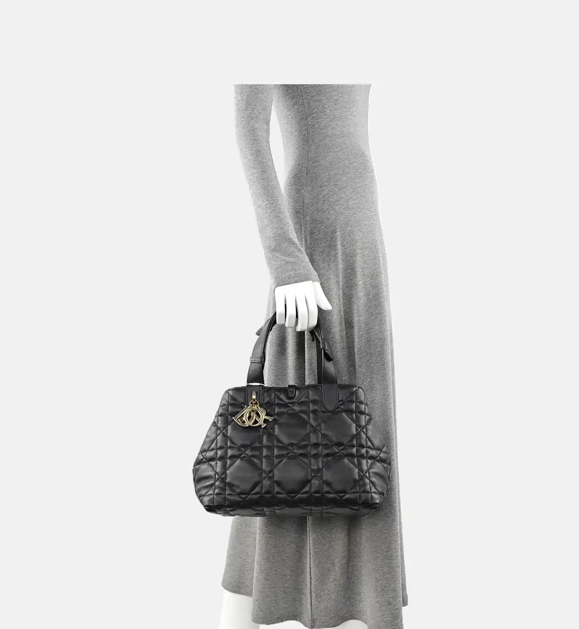 Dior DIOR Toujours Medium black cowhide leather rattan plaid quilted handbag shoulder Size ONE SIZE - 2 Thumbnail