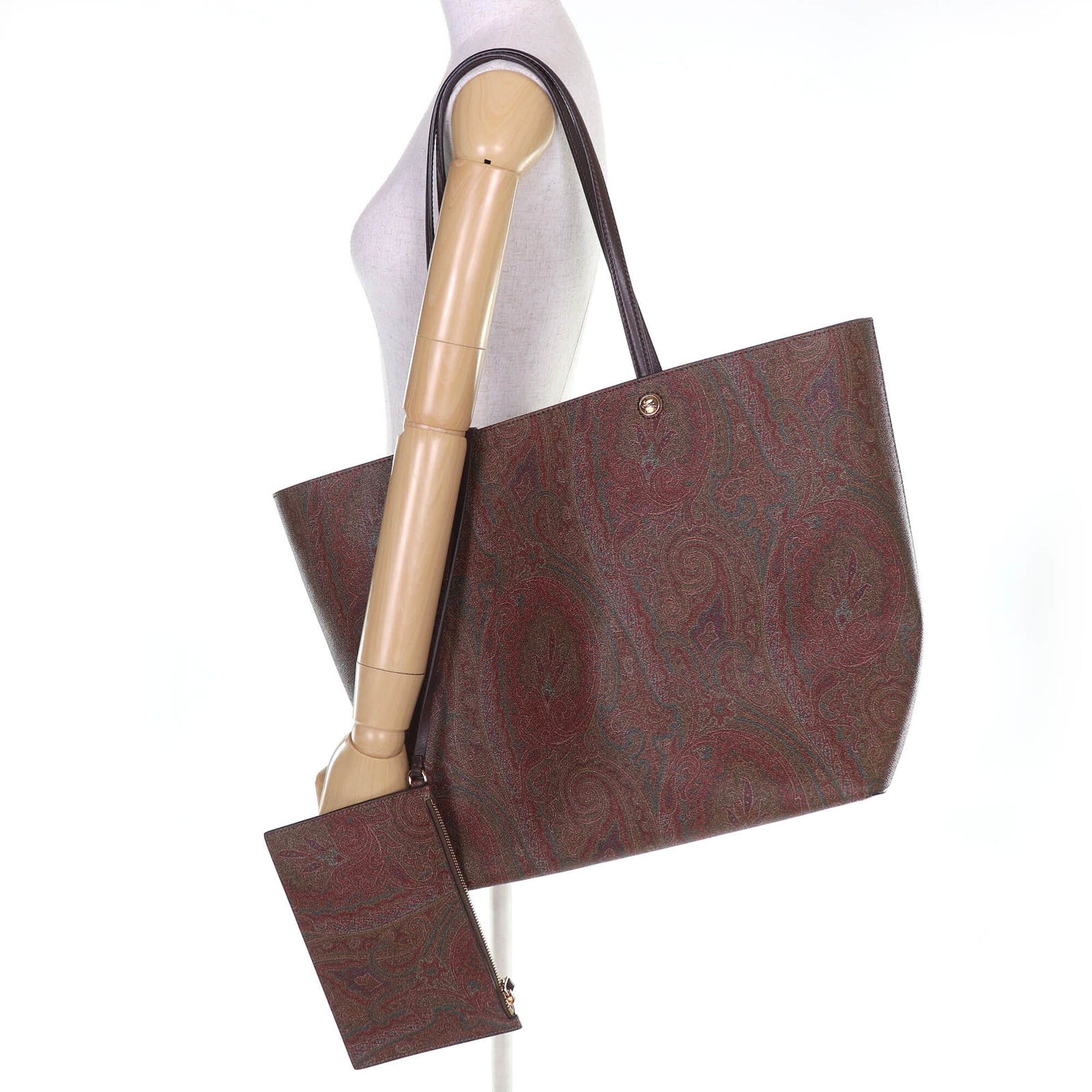 Etro ETRO Essential Maxi Bag, Leather Trim, Paisley Pattern, Large Tote Bag with Pouch, Brown Tone, Dust Included, Made in Italy, Women's Size ONE SIZE - 7 Thumbnail