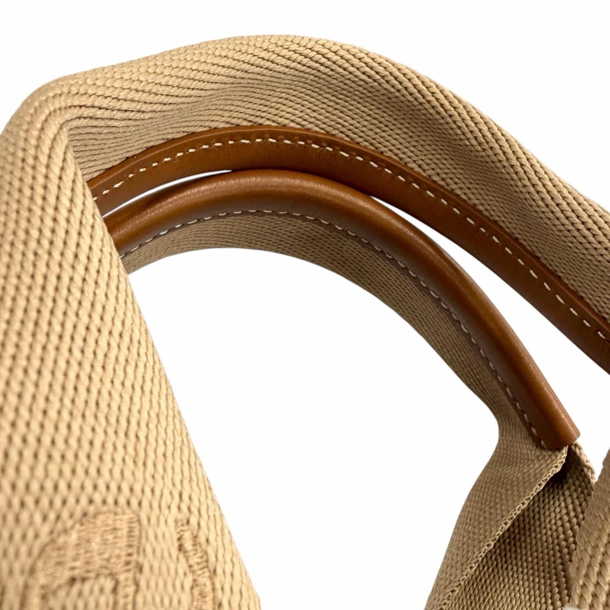 Chloe Chloé Chloe CHC23AS397L17 Woody Small Tote Bag, Leather & Linen, 2-Way Handbag, Beige, with Dust Women's. Size ONE SIZE - 8 Thumbnail