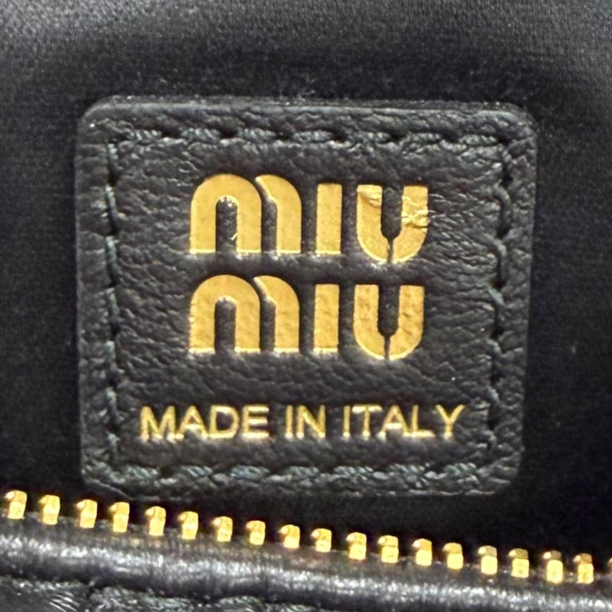 Miu Miu Miu Miu MIUMIU 5NE026 Logo Hardware Matelassé 2-Way Lambskin Shoulder Bag Black Made in Italy Women's with Dust Size ONE SIZE - 13 Thumbnail