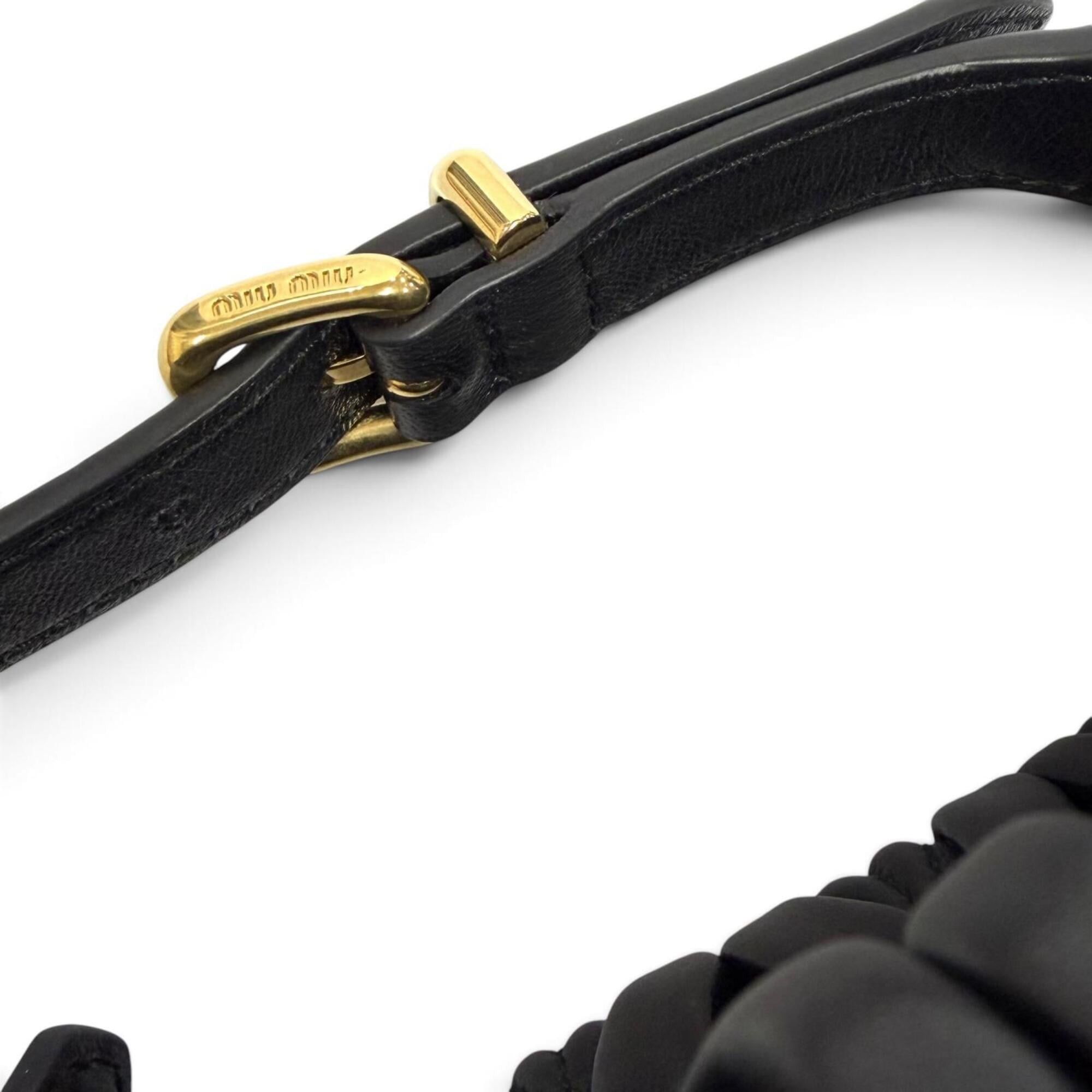 Miu Miu Miu Miu MIUMIU 5NE026 Logo Hardware Matelassé 2-Way Lambskin Shoulder Bag Black Made in Italy Women's with Dust Size ONE SIZE - 9 Thumbnail