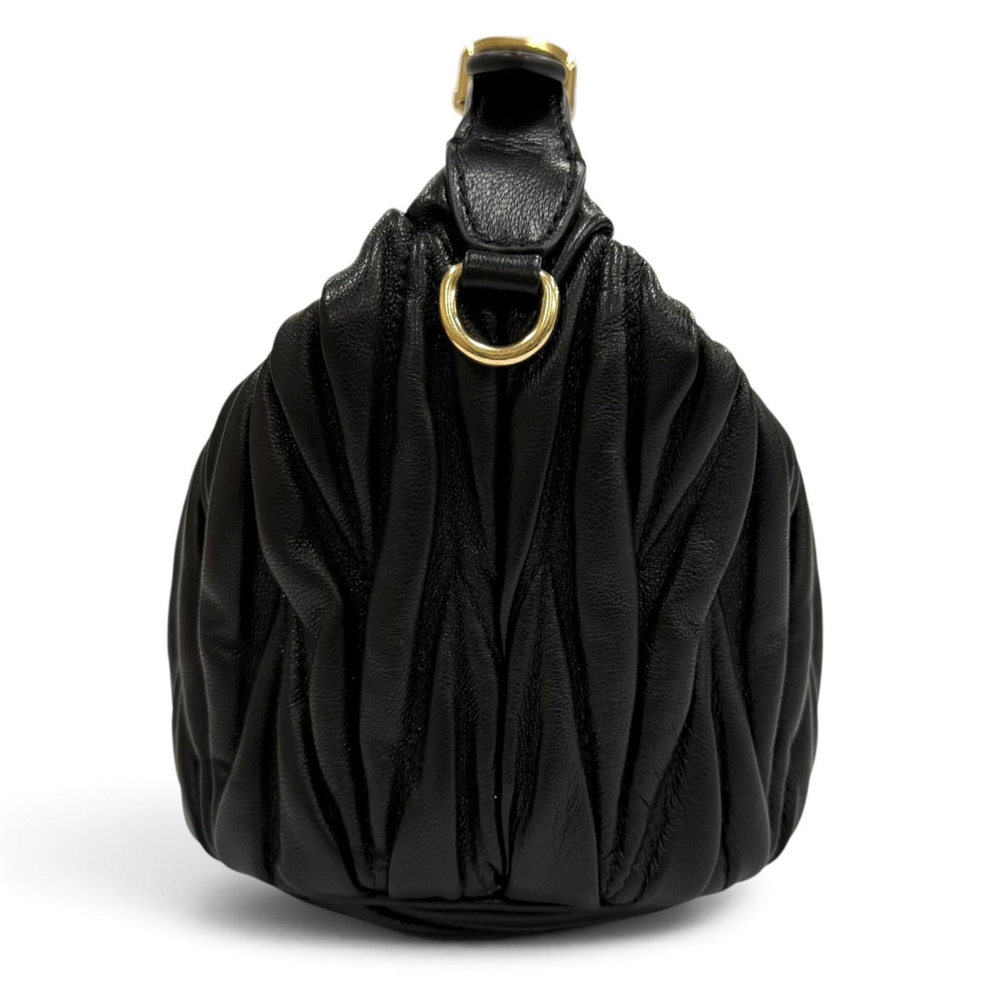 Miu Miu Miu Miu MIUMIU 5NE026 Logo Hardware Matelassé 2-Way Lambskin Shoulder Bag Black Made in Italy Women's with Dust Size ONE SIZE - 5 Thumbnail