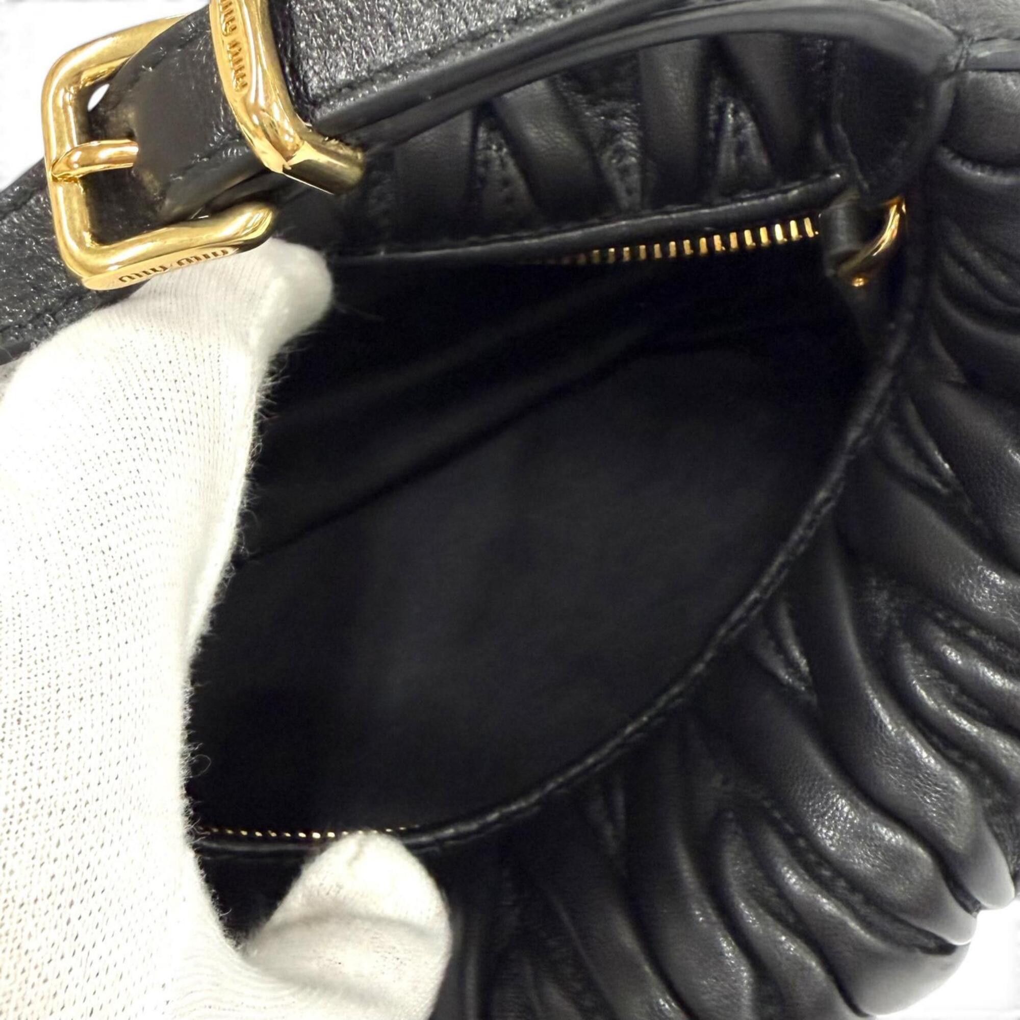 Miu Miu Miu Miu MIUMIU 5NE026 Logo Hardware Matelassé 2-Way Lambskin Shoulder Bag Black Made in Italy Women's with Dust Size ONE SIZE - 7 Thumbnail