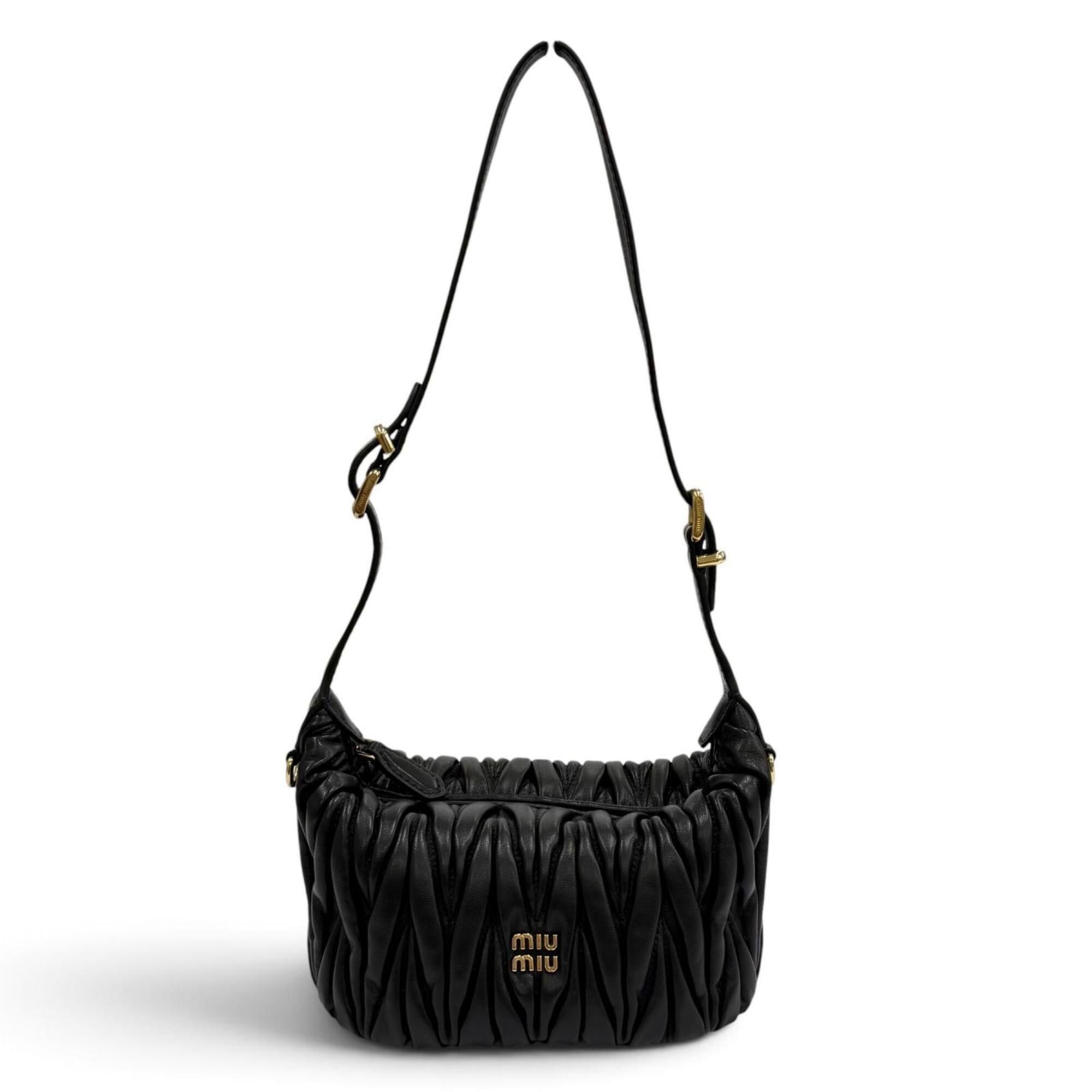 Miu Miu Miu Miu MIUMIU 5NE026 Logo Hardware Matelassé 2-Way Lambskin Shoulder Bag Black Made in Italy Women's with Dust Size ONE SIZE - 3 Thumbnail