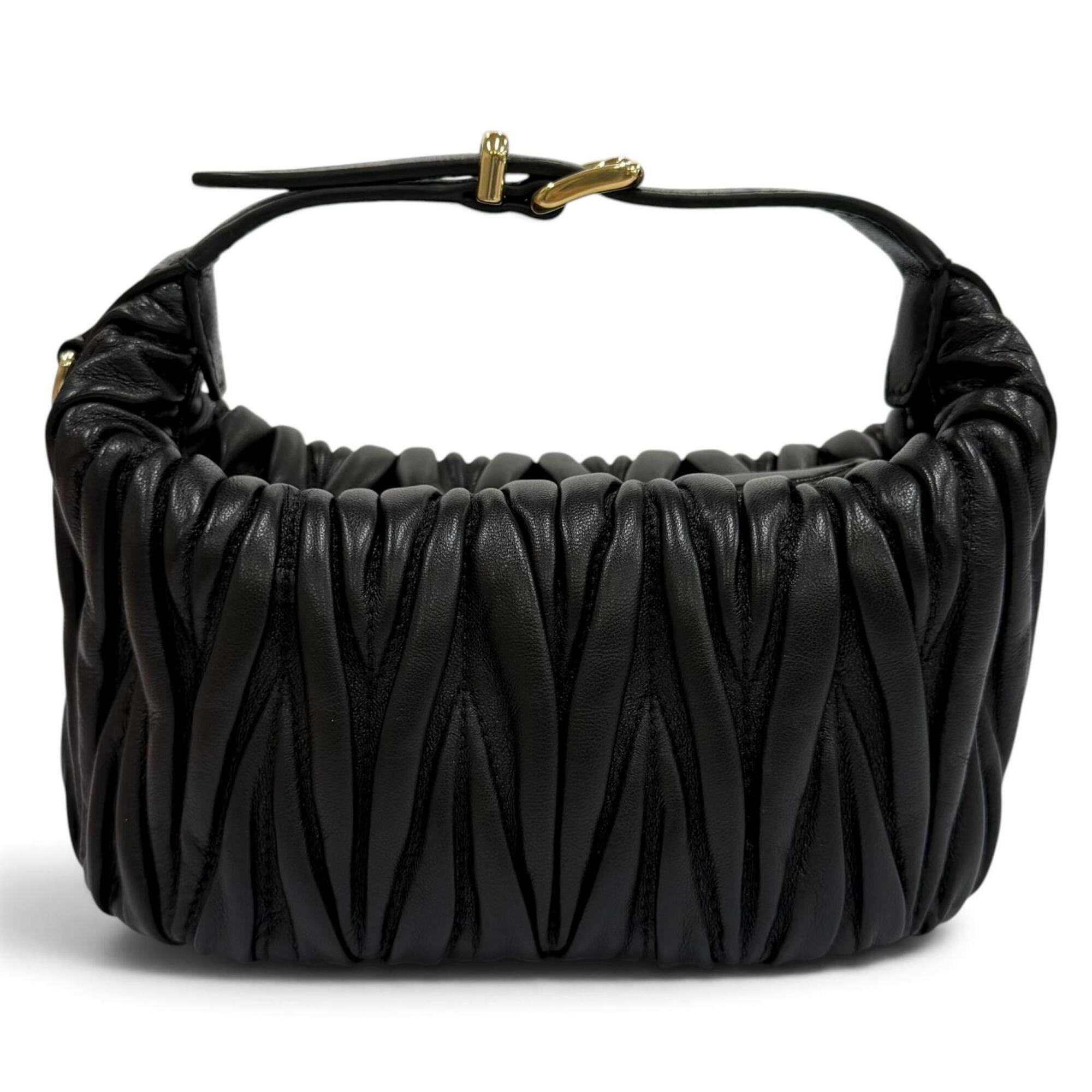 Miu Miu Miu Miu MIUMIU 5NE026 Logo Hardware Matelassé 2-Way Lambskin Shoulder Bag Black Made in Italy Women's with Dust Size ONE SIZE - 4 Thumbnail