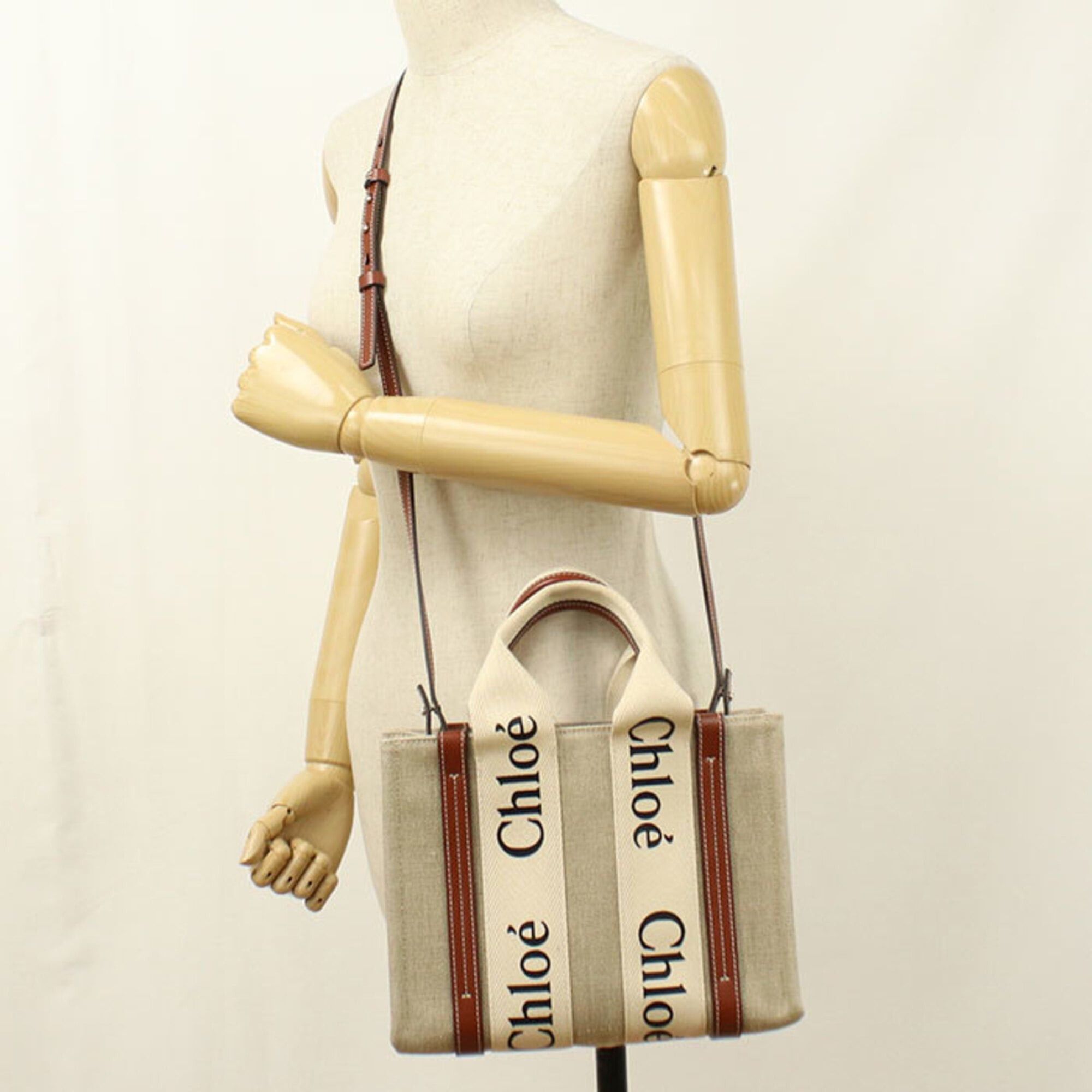 Chloe Chloé Chloe tote bag CHC22AS397 Small WOODY Women's Beige Size ONE SIZE - 8 Thumbnail