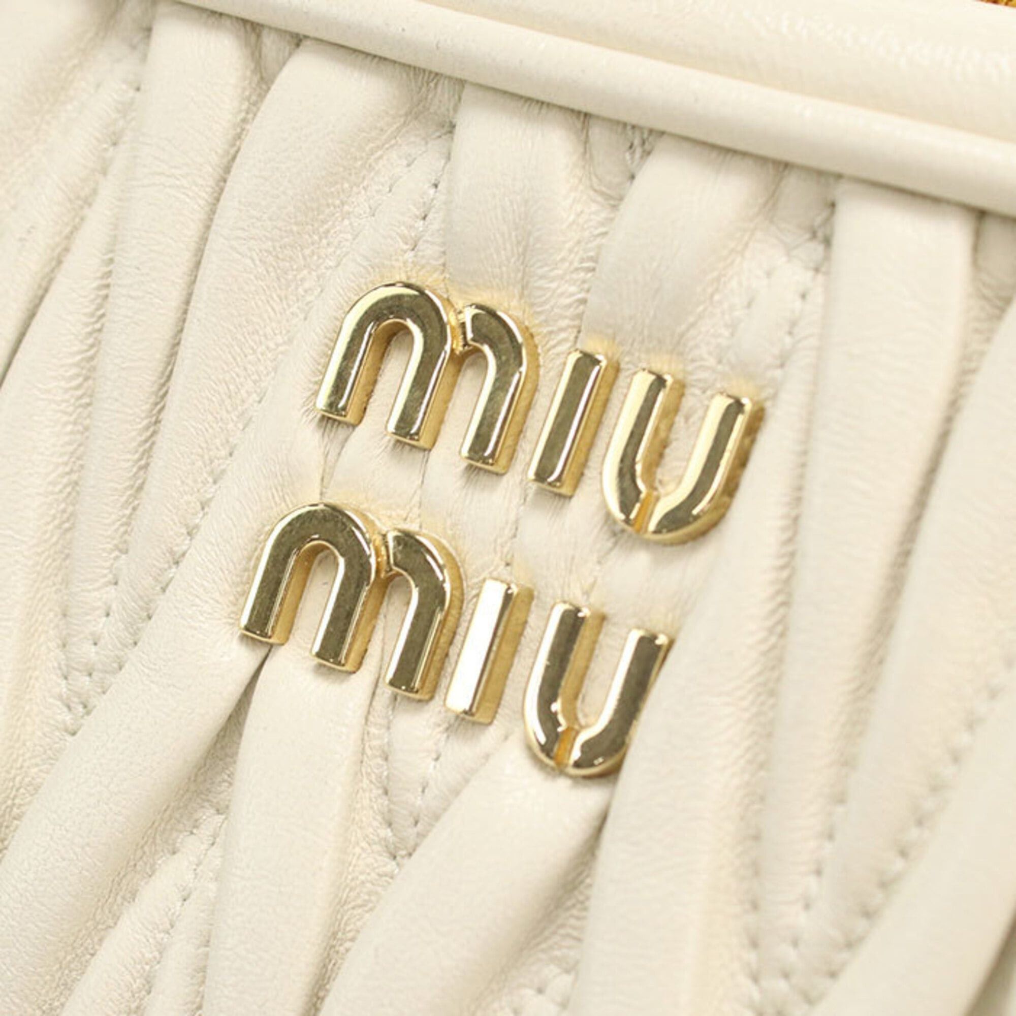 Miu Miu Miu Miu MIUMIU (OUTLET) Miu Outlet Shoulder Bag, Matelassé, Women's, Ivory Size ONE SIZE - 5 Thumbnail