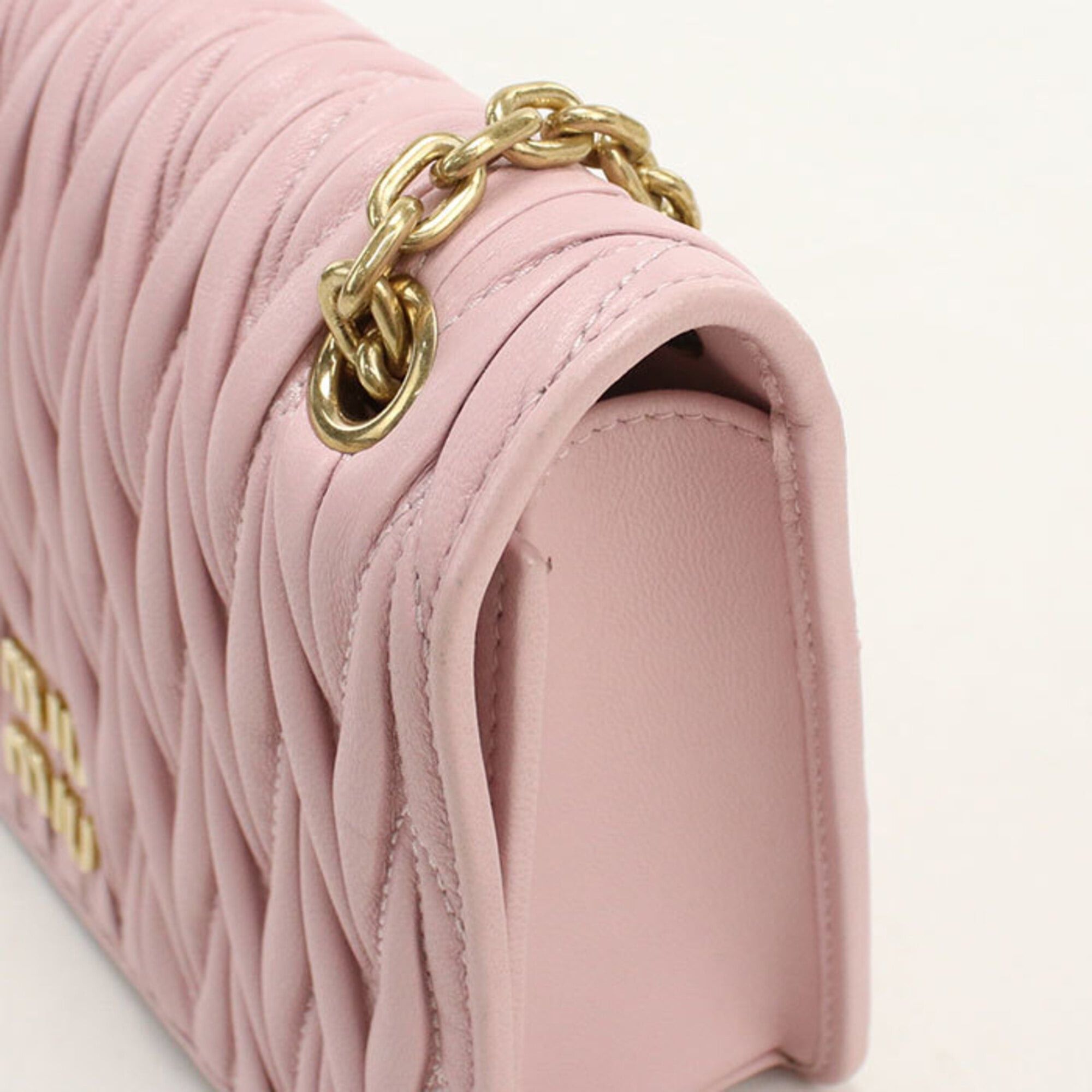 Miu Miu Miu Miu MIUMIU (OUTLET) Miu Outlet Shoulder Bag 5BP065 Chain Matelassé Women's Pink Size ONE SIZE - 6 Thumbnail