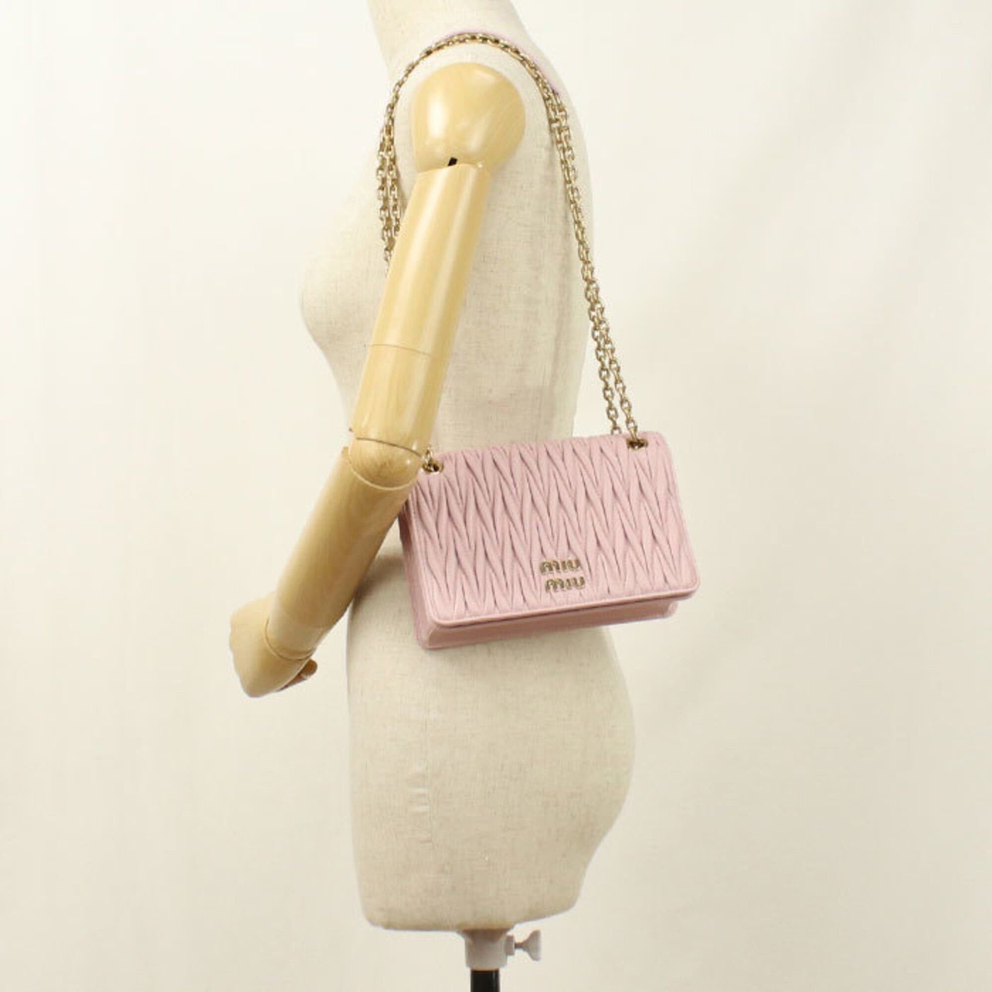 Miu Miu Miu Miu MIUMIU (OUTLET) Miu Outlet Shoulder Bag 5BP065 Chain Matelassé Women's Pink Size ONE SIZE - 8 Thumbnail