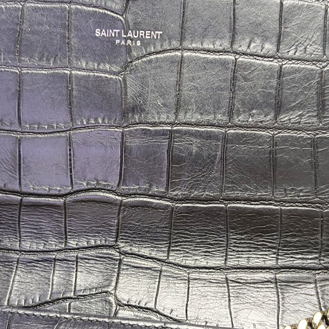 Saint Laurent Paris Saint Laurent Kate Croc-Embossed Tassel Shoulder Bag Size ONE SIZE - 10 Thumbnail