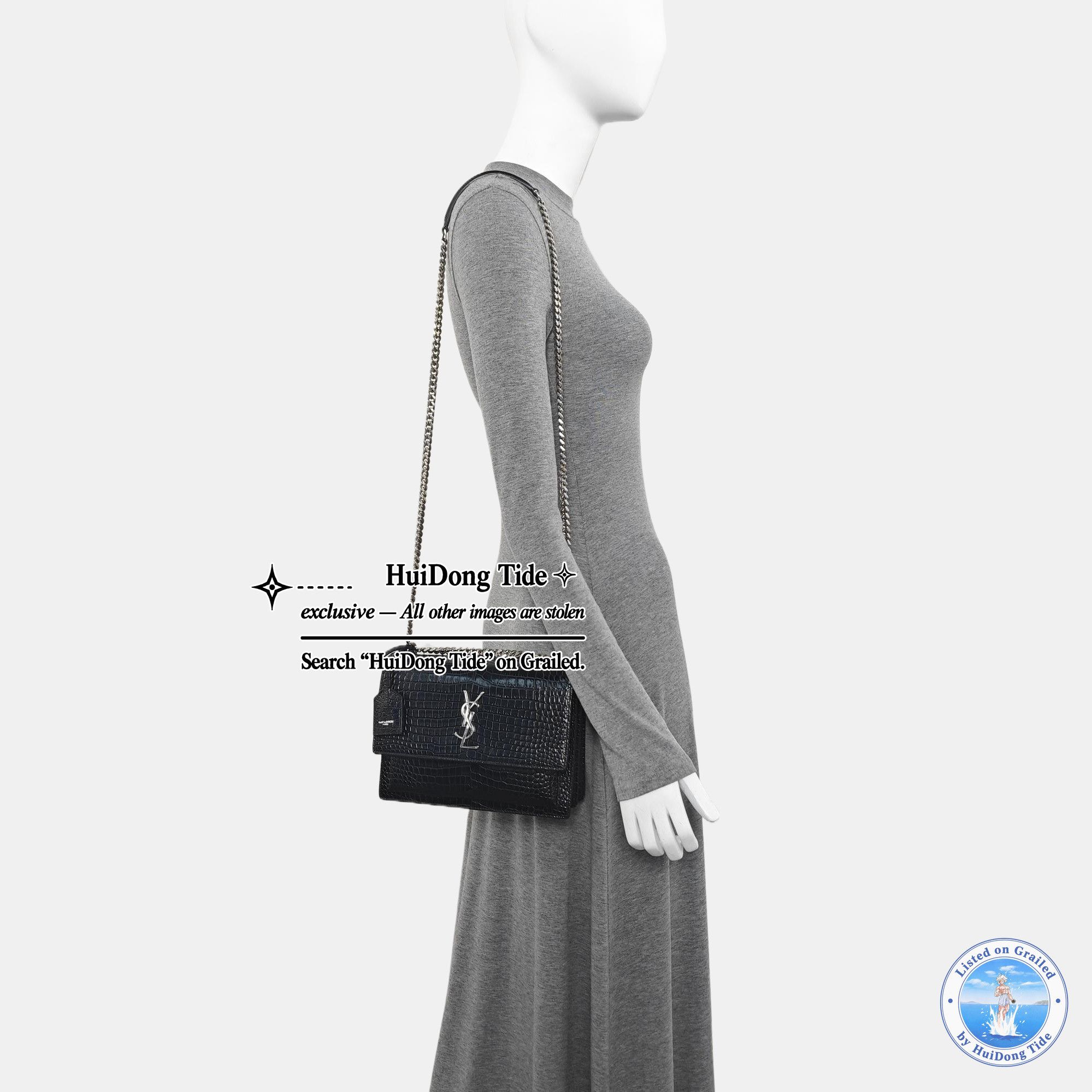 Saint Laurent Paris Saint Laurent Sunset Crocodile-Embossed Shoulder Bag Size ONE SIZE - 2 Thumbnail