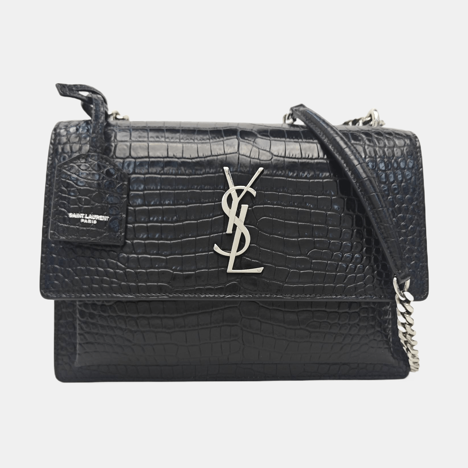 Saint Laurent Paris Saint Laurent Sunset Crocodile-Embossed Shoulder Bag Size ONE SIZE - 7 Thumbnail