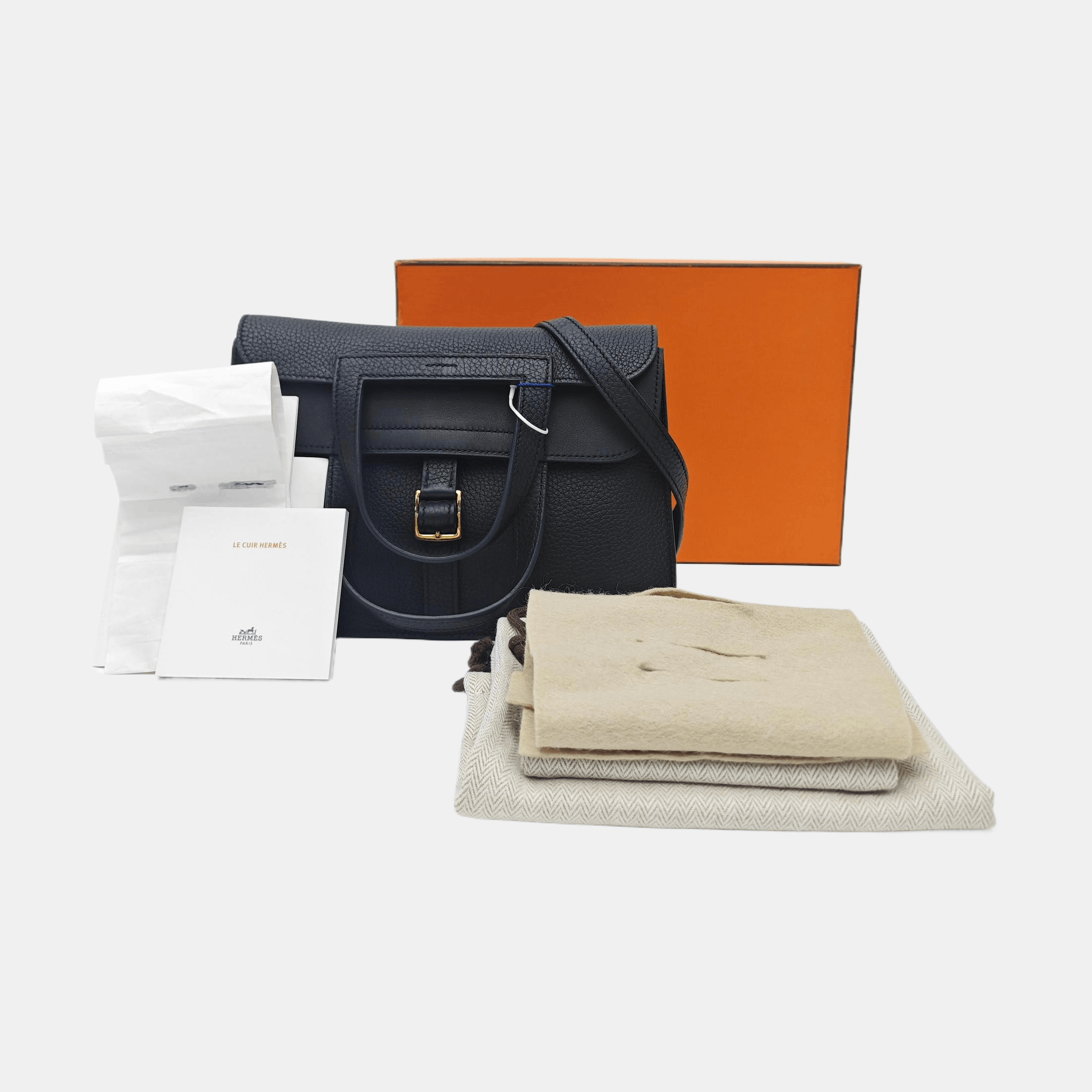 Hermes HERMÈS Halzan 25 Black Clemence Leather Shoulder Bag Size ONE SIZE - 7 Thumbnail