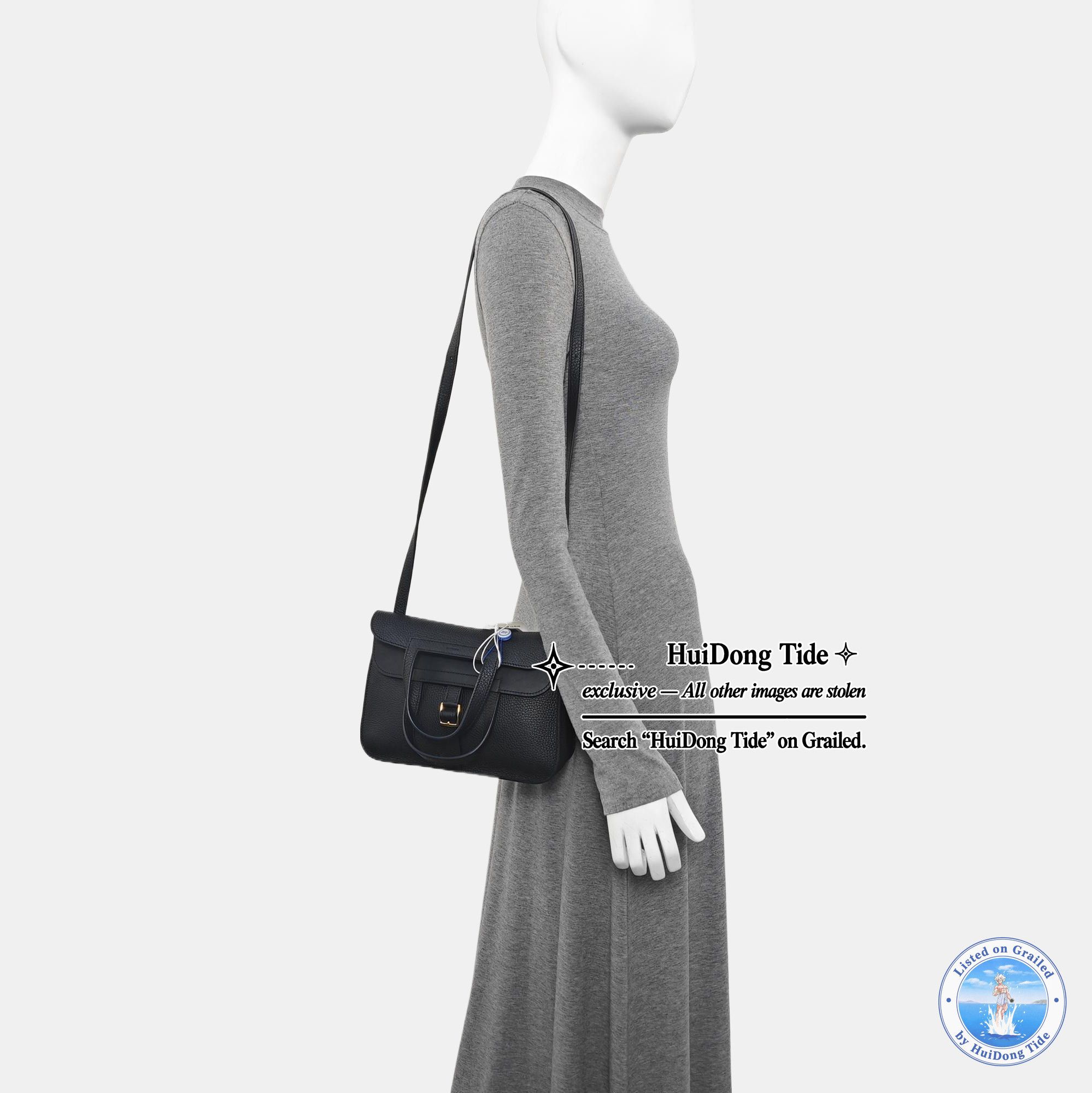 Hermes HERMÈS Halzan 25 Black Clemence Leather Shoulder Bag Size ONE SIZE - 2 Thumbnail