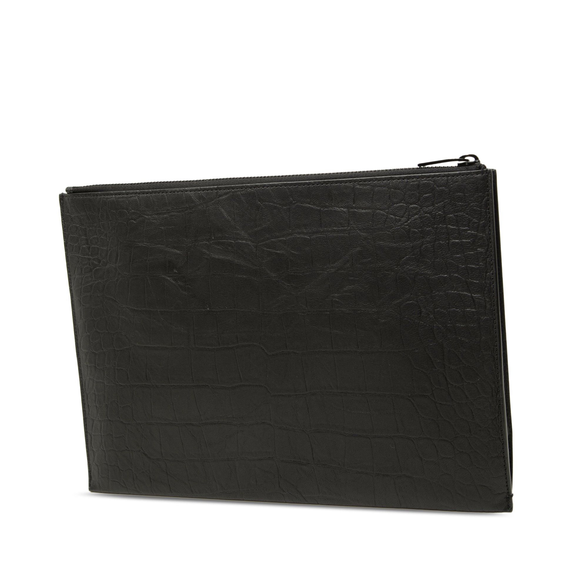 Saint Laurent Paris Croc Embossed Leather Monogram iPad Case Size ONE SIZE - 2 Thumbnail