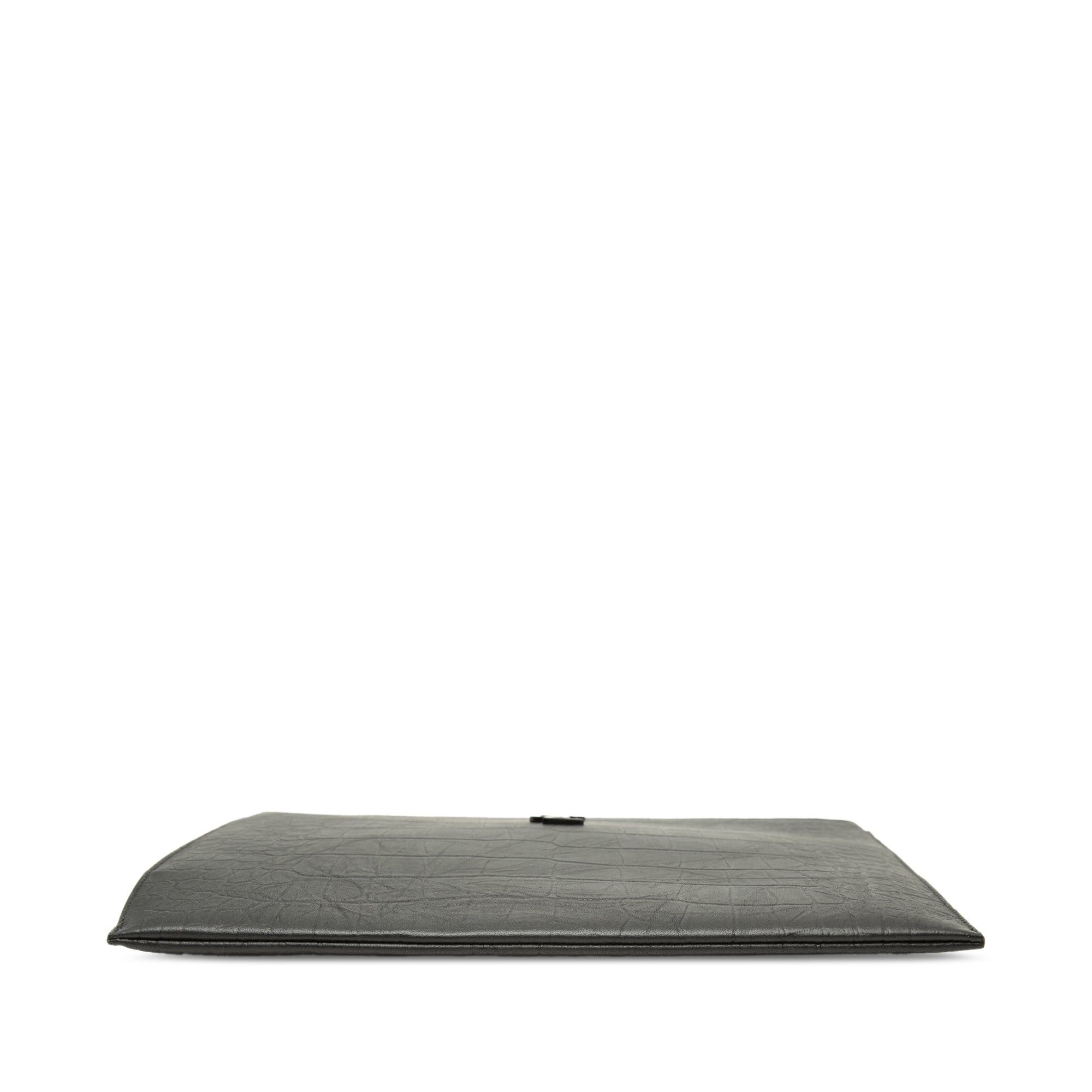 Saint Laurent Paris Croc Embossed Leather Monogram iPad Case Size ONE SIZE - 3 Thumbnail