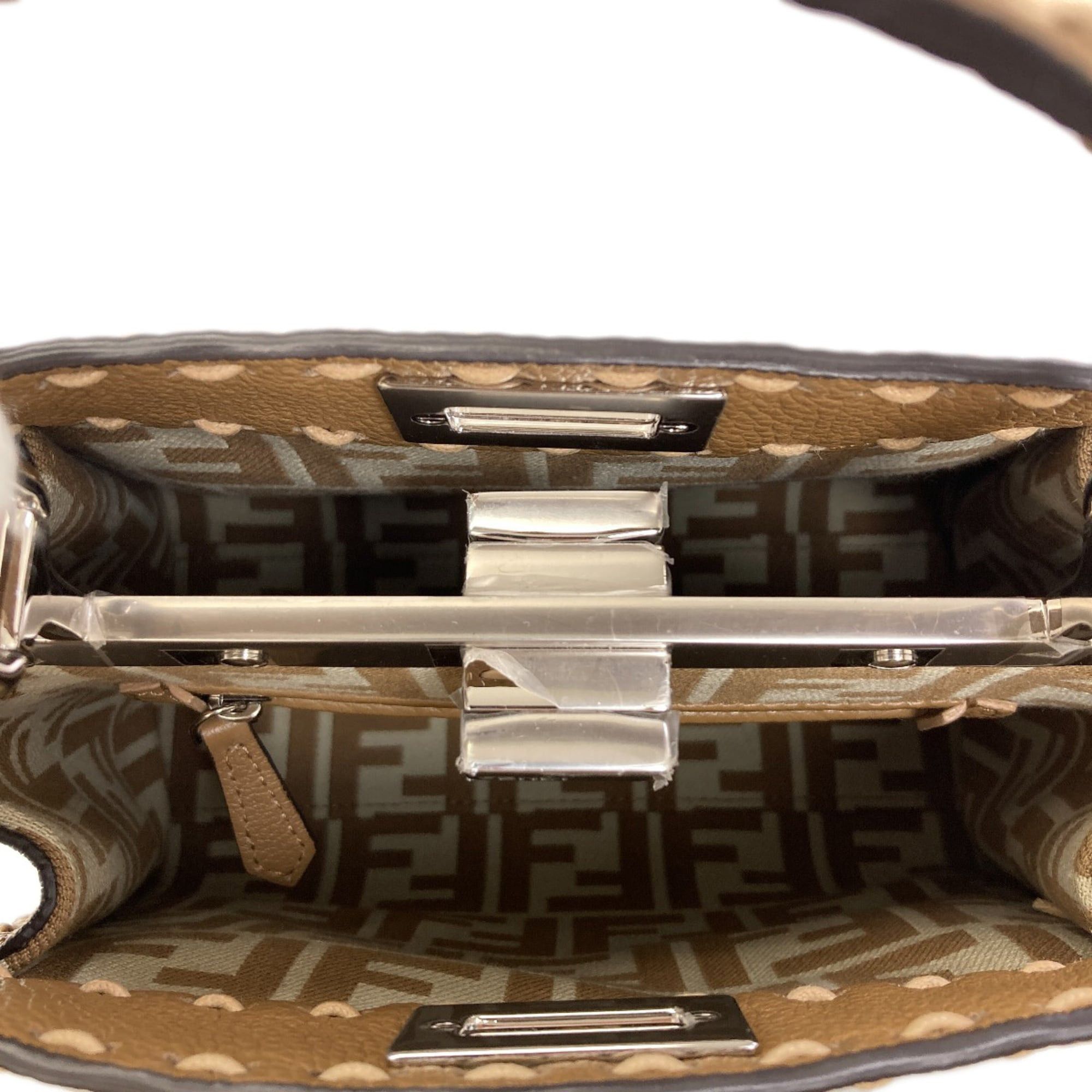 Fendi Fendi Peekaboo Mini Selleria Pecan Stripe 2-Way Handbag Canvas Women's FENDI Size ONE SIZE - 5 Thumbnail