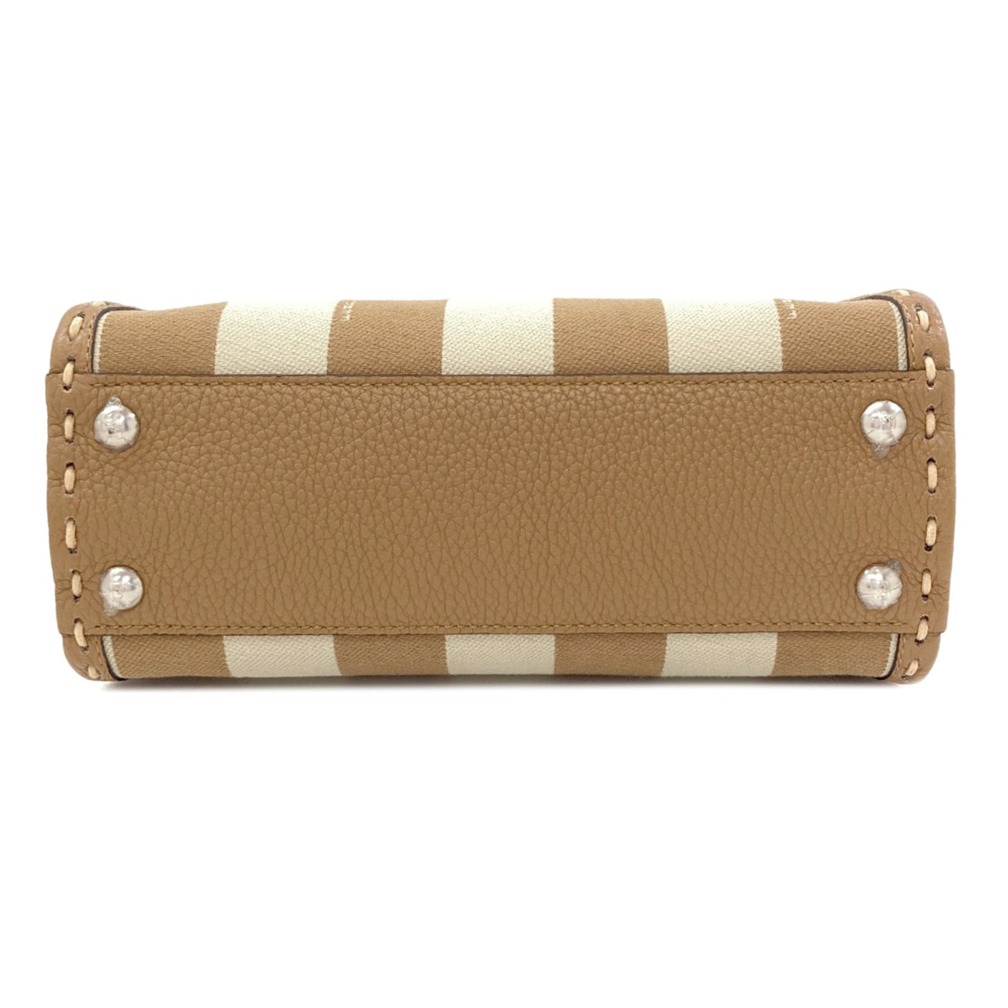 Fendi Fendi Peekaboo Mini Selleria Pecan Stripe 2-Way Handbag Canvas Women's FENDI Size ONE SIZE - 4 Thumbnail
