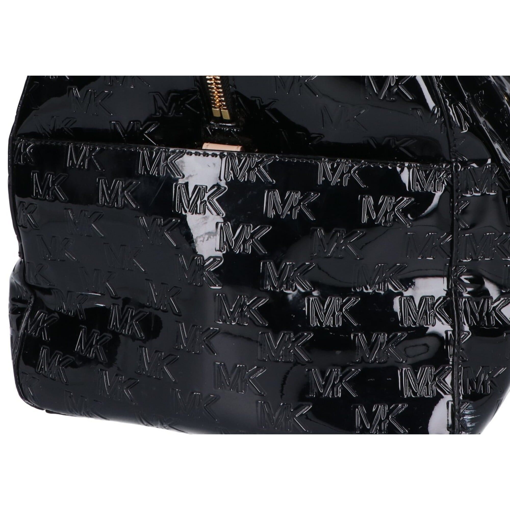 Michael Kors MICHAEL KORS Grayson Embossed Logo Patent Satchel Extra Large Boston Bag Black Women's Size ONE SIZE - 8 Thumbnail