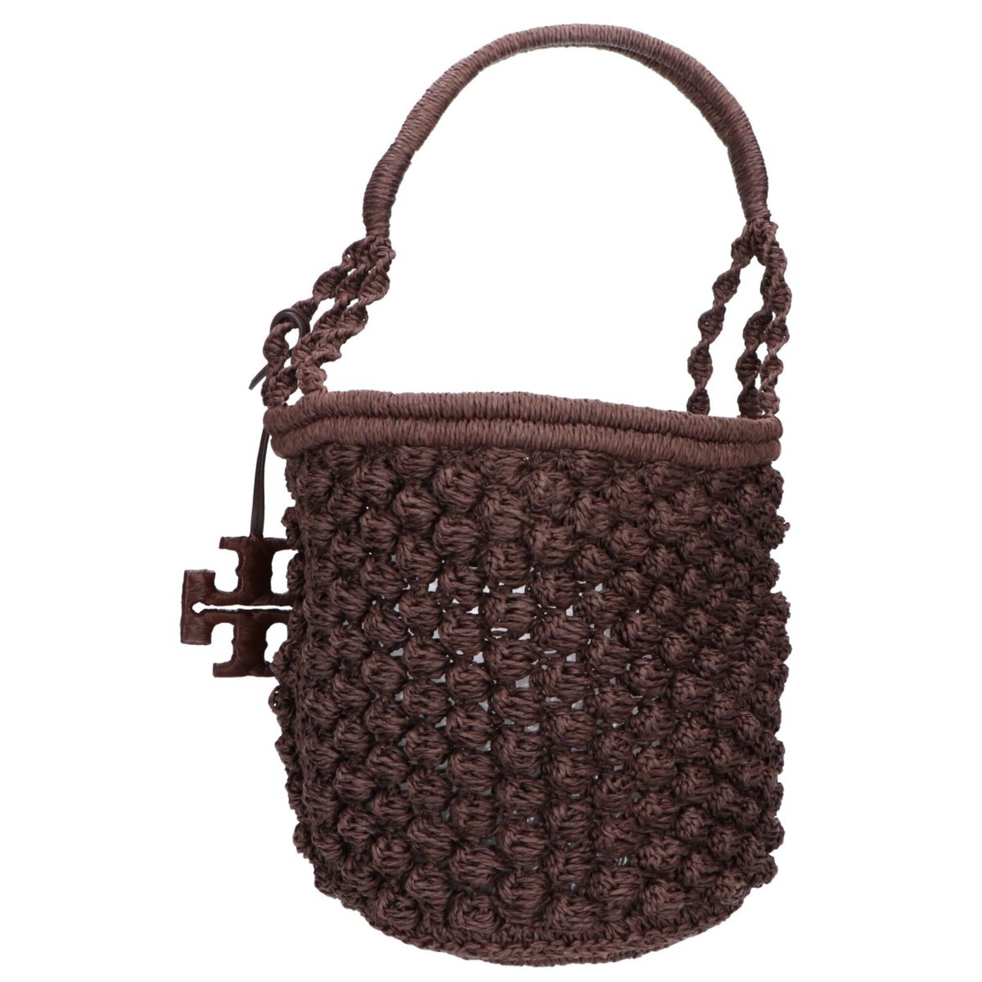 Tory Burch Tory Burch Ella Hand-Crocheted Popcorn Bucket Bag, Brown, Women's Handbag Size ONE SIZE - 3 Thumbnail