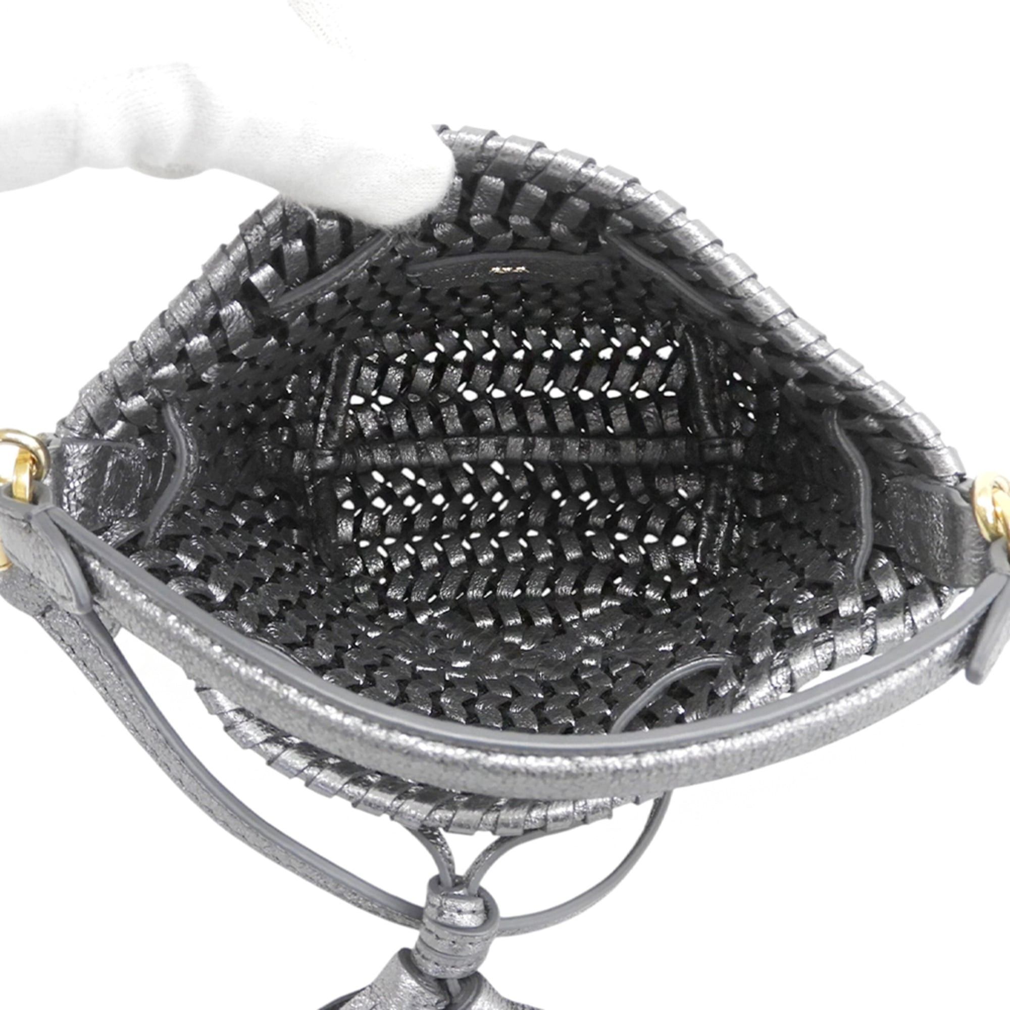 Anya Hindmarch Anya Hindmarch Neeson Tiny 2-Way Shoulder Bag for Women, Metallic Gray. Size ONE SIZE - 5 Thumbnail