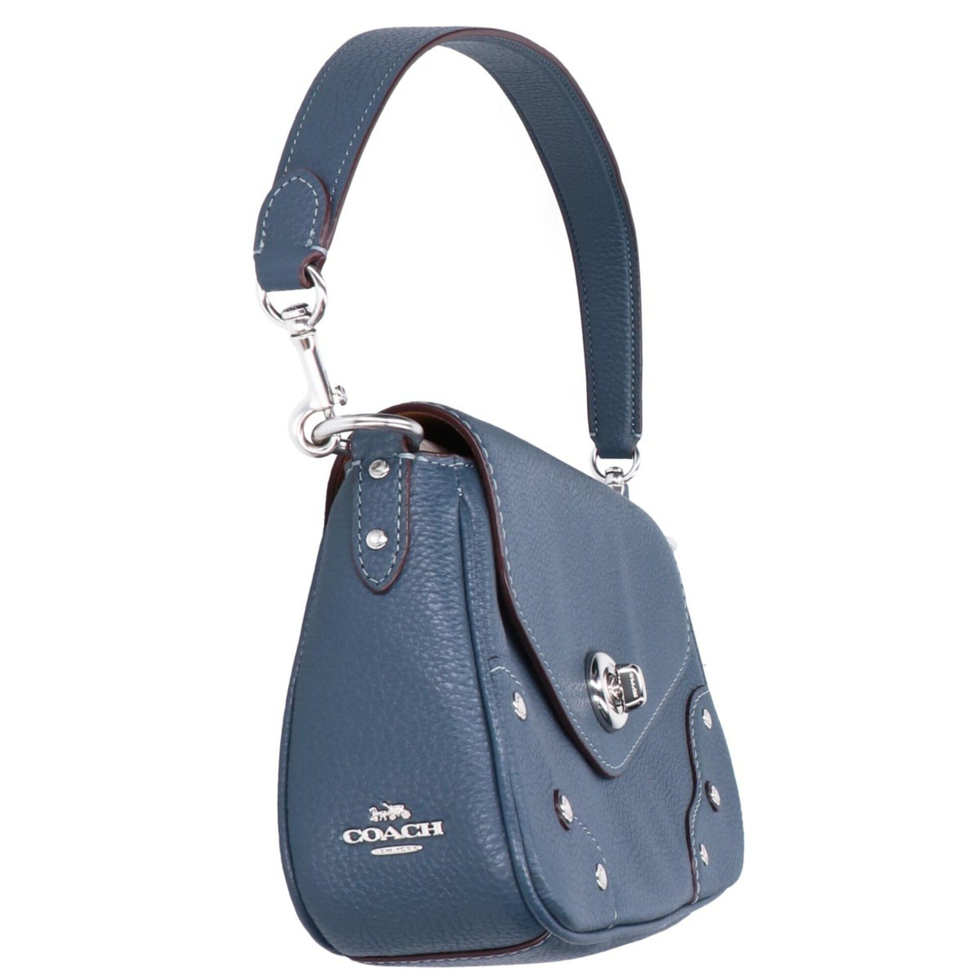 Coach COACH CE634 MILLIE Pebble Leather Turnlock Flap Shoulder Bag DENIM Women's Size ONE SIZE - 2 Thumbnail