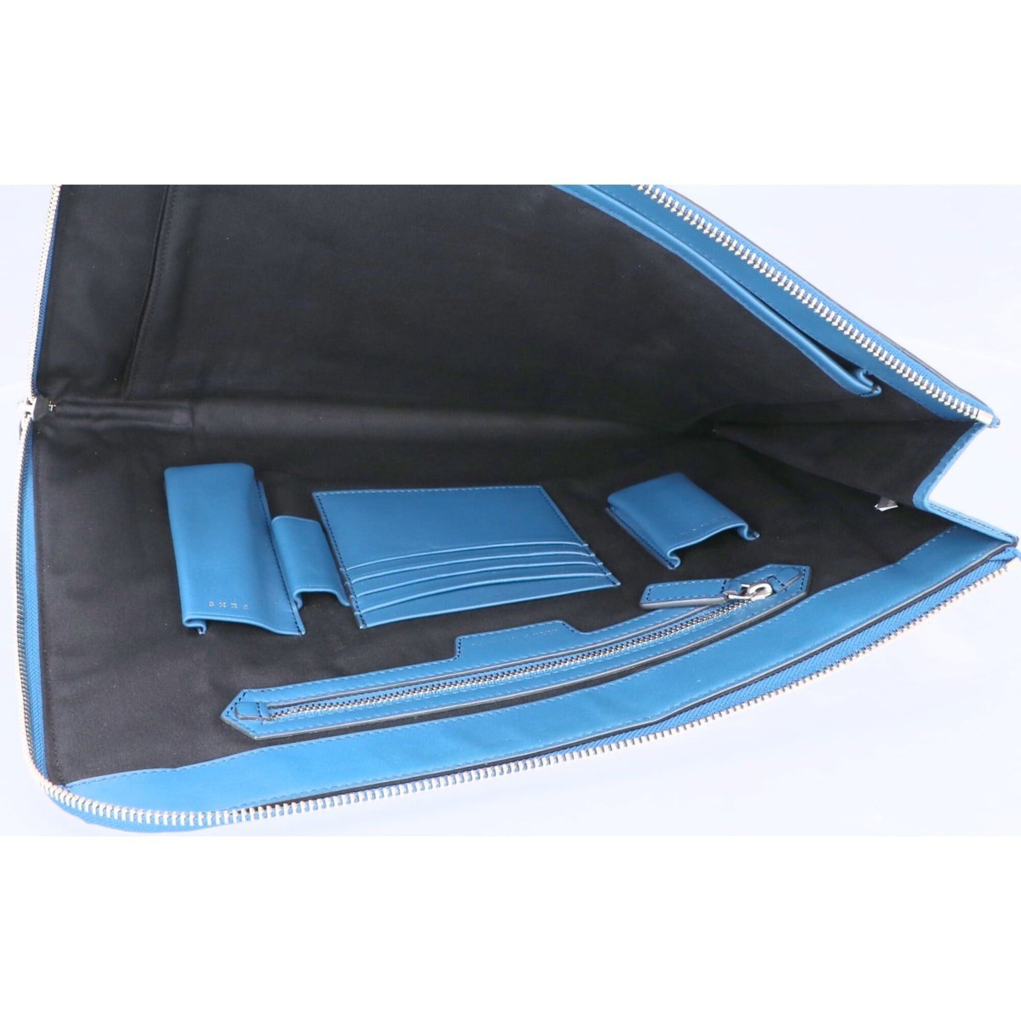 Anya Hindmarch Anya Hindmarch Smile L-shaped zipper leather clutch bag, second blue, for women. Size ONE SIZE - 6 Thumbnail
